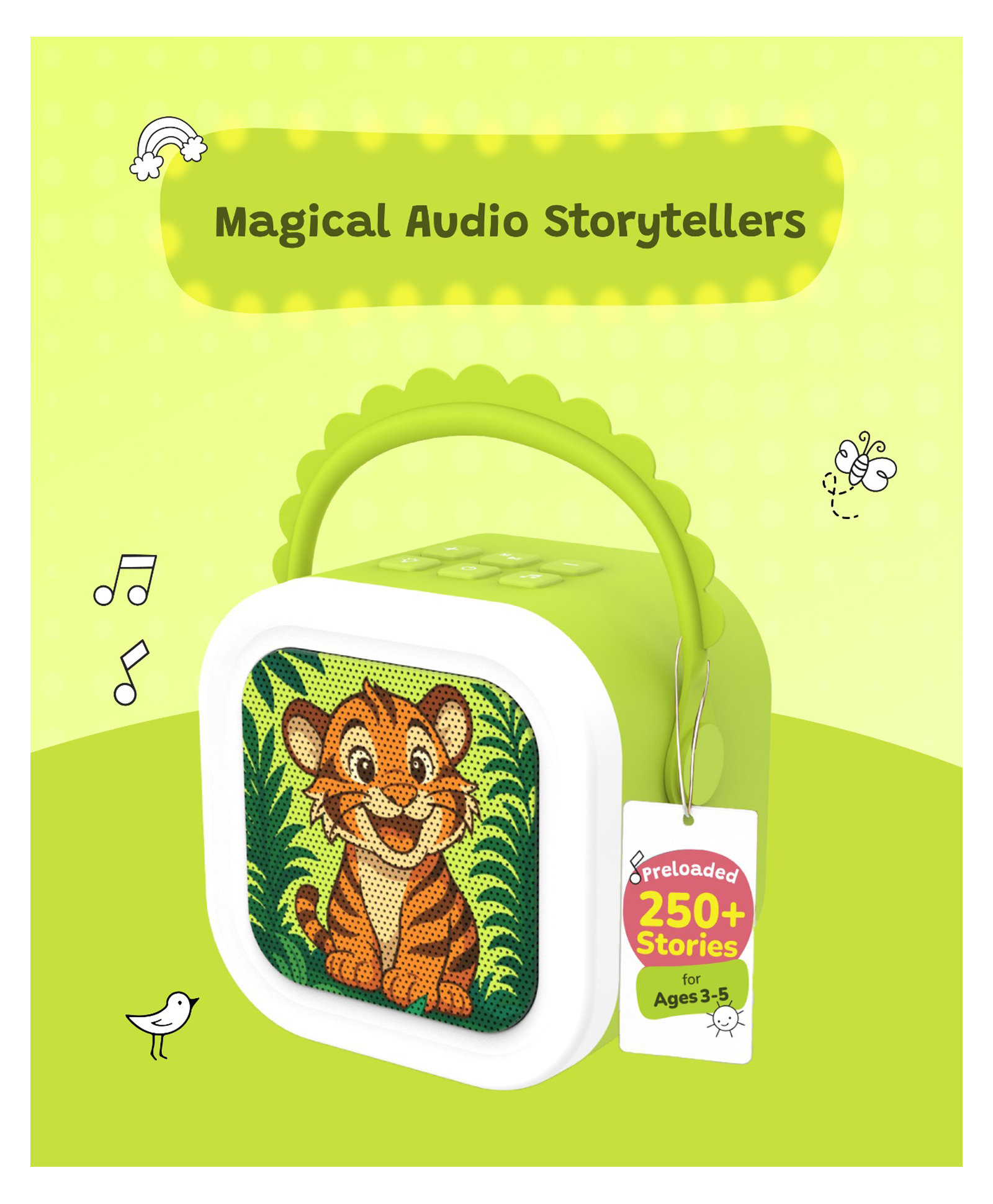 WonderBuddy StoryBox Mini, 200+ Stories & Rhymes Preloaded, Educational Toy, RGB Lights, Kids BT Speaker, Musical Toy, Birthday Gift - Green-image-31
