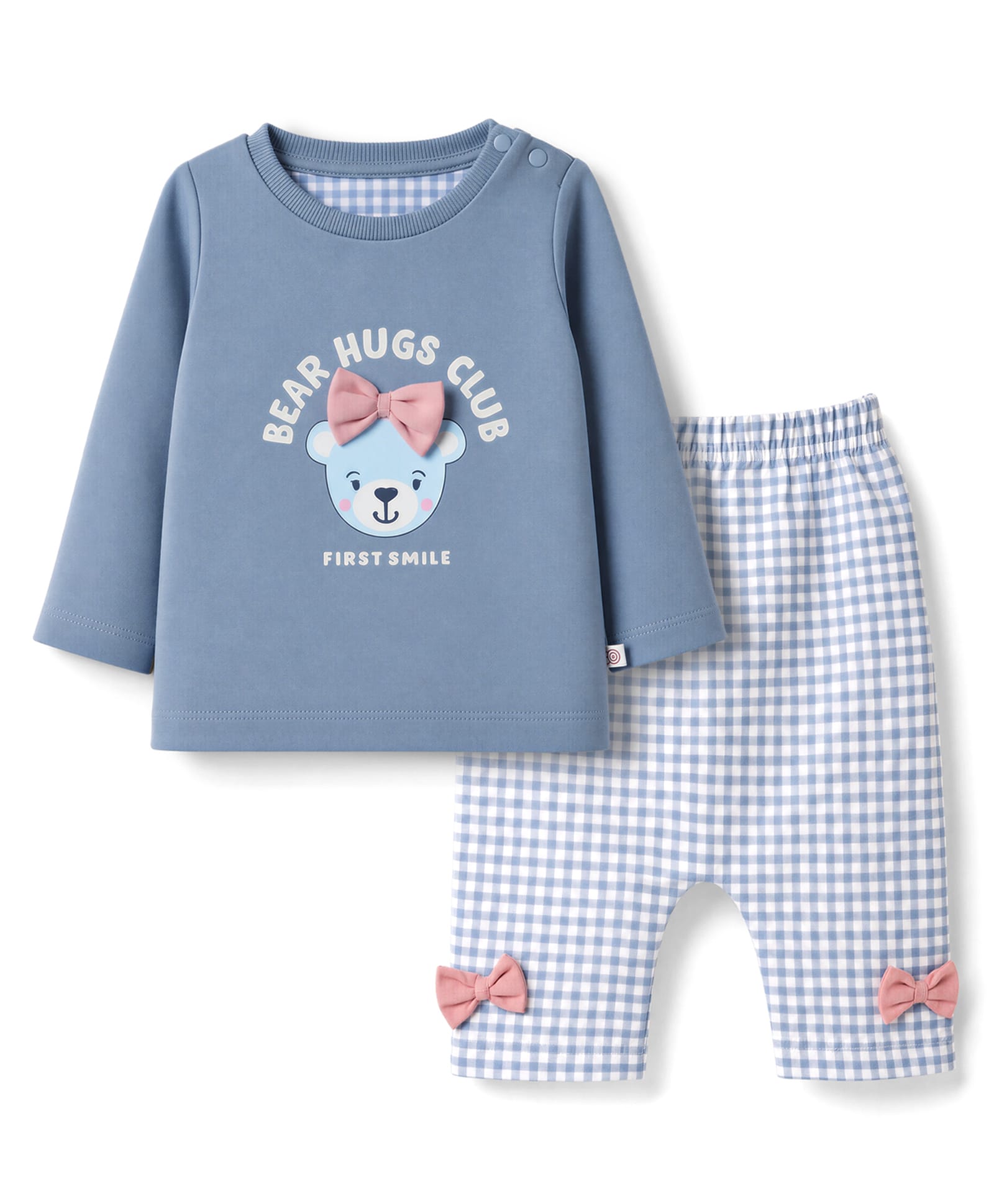 Ollypop Looper Full Sleeves Tshirt With Side Button & Diaper Pant Dutch Blue 3-6m (S) Girls-image-5