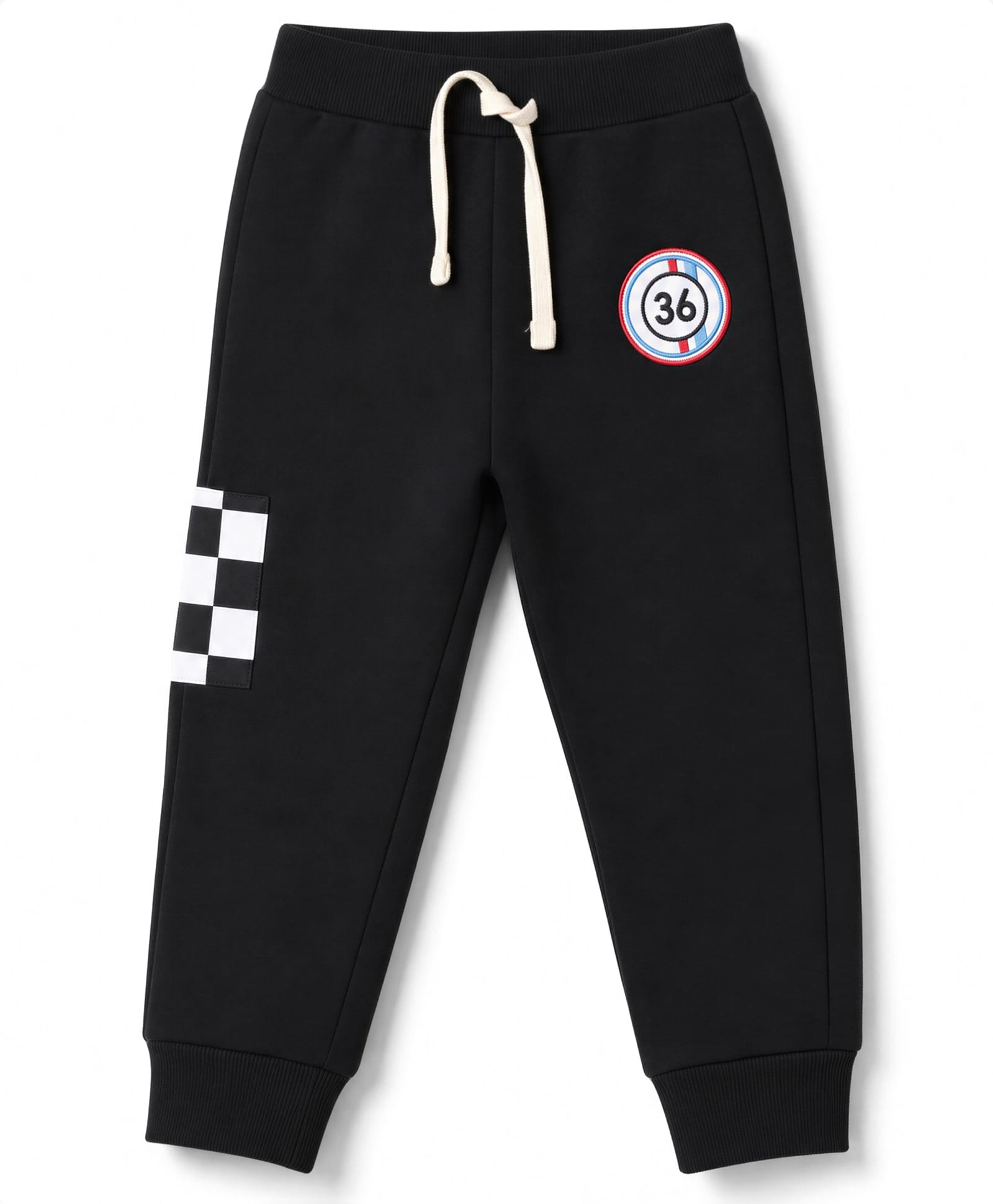 Ollypop Looper Knit Full Length Lounge Pants With Badge - Black-image-41