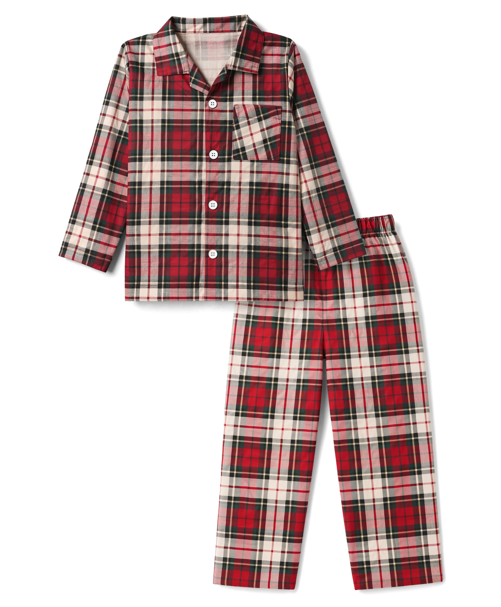 Ollypop Sinker Knit Full Sleeves Co-Ords Checks Shirt & Pyjama Night Suit - Red-picture-12