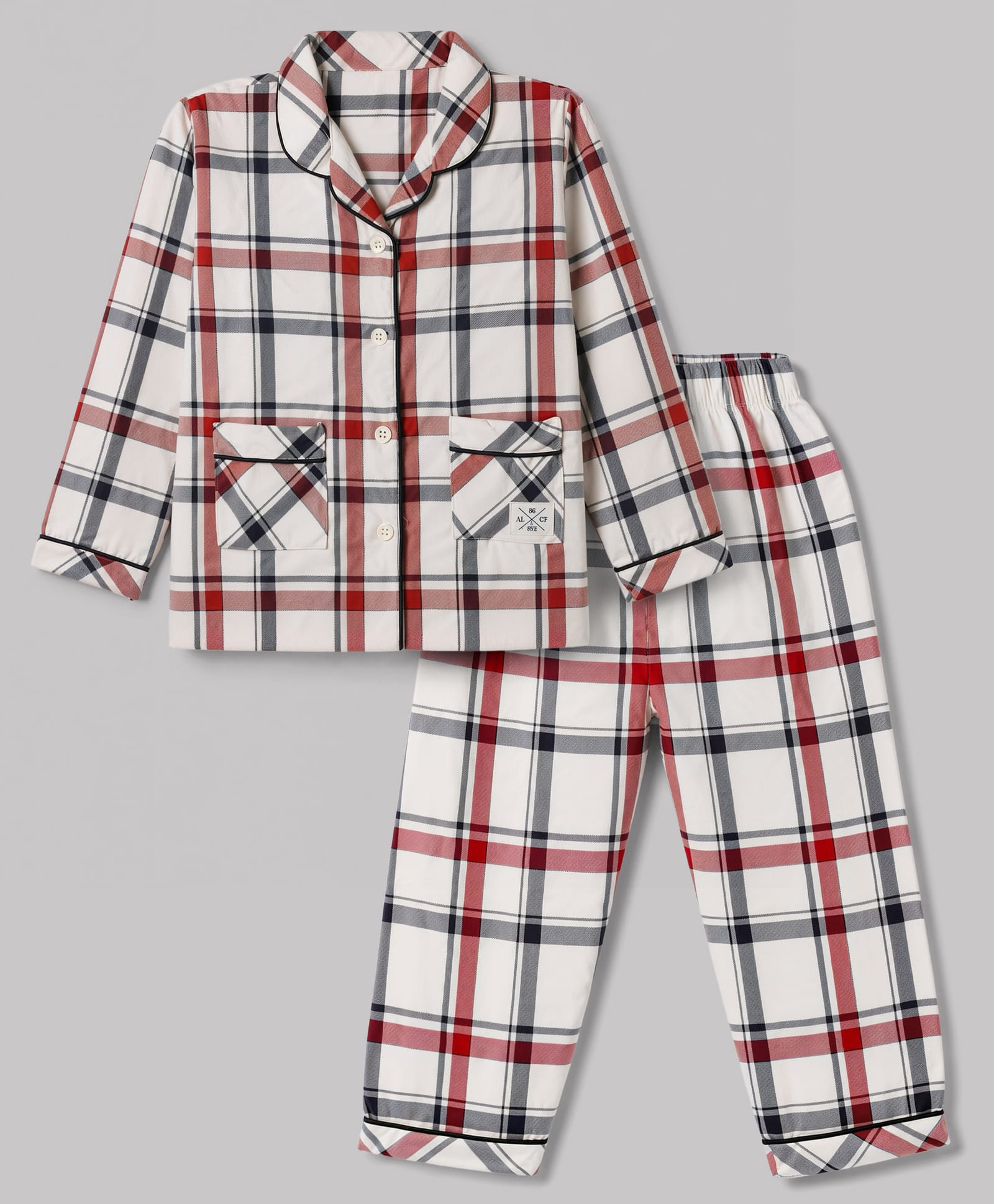 Ollypop Textile Woven Full Sleeves Co-Ords Checks Shirt & Pyjama Night Suit - Rust Orange-picture-24
