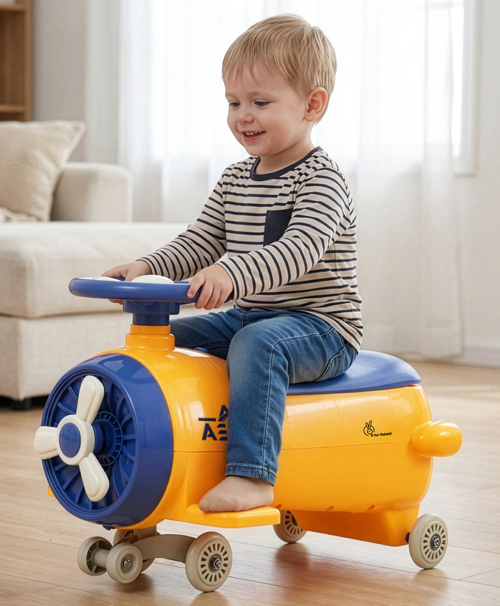 R for Rabbit Swing Car Ride On With Toy Storage - Orange & Blue-image-13