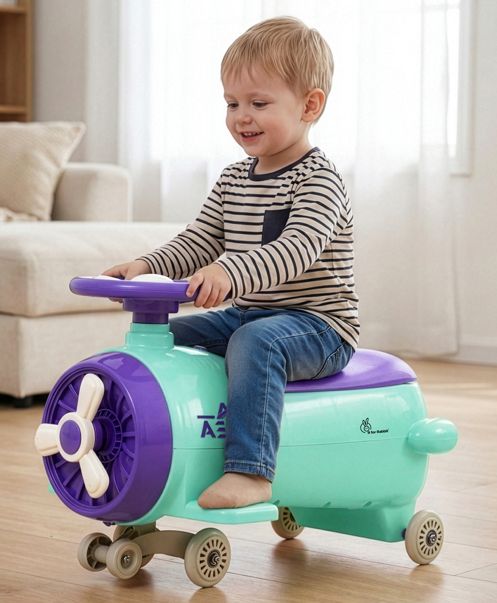 R for Rabbit 2 in 1 Swing Car Ride On With Toy Storage - Green & Purple-picture-17