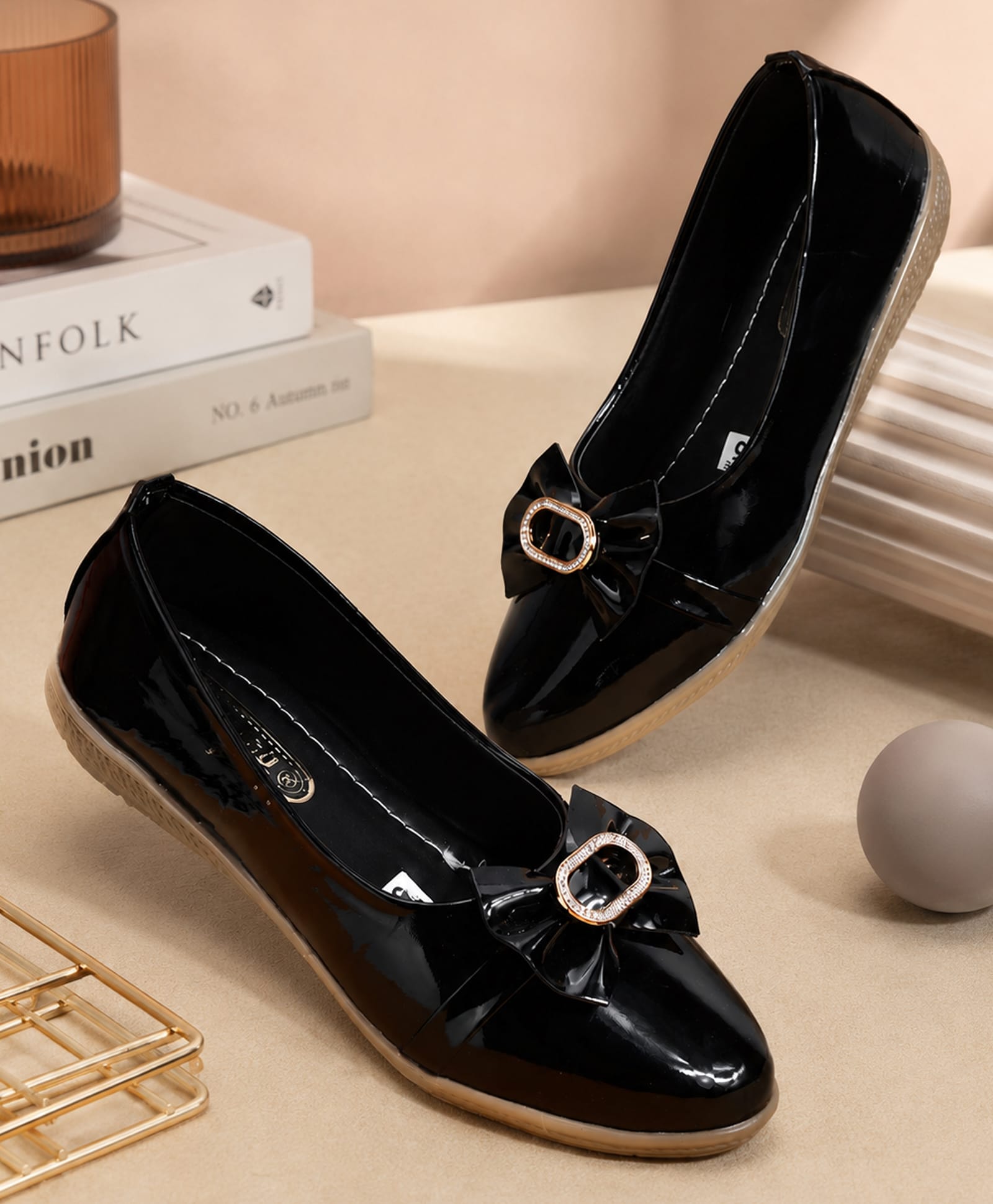 PASSION PETALS Bow Applique Detailed Slip On Ballerinas - Black-picture-26