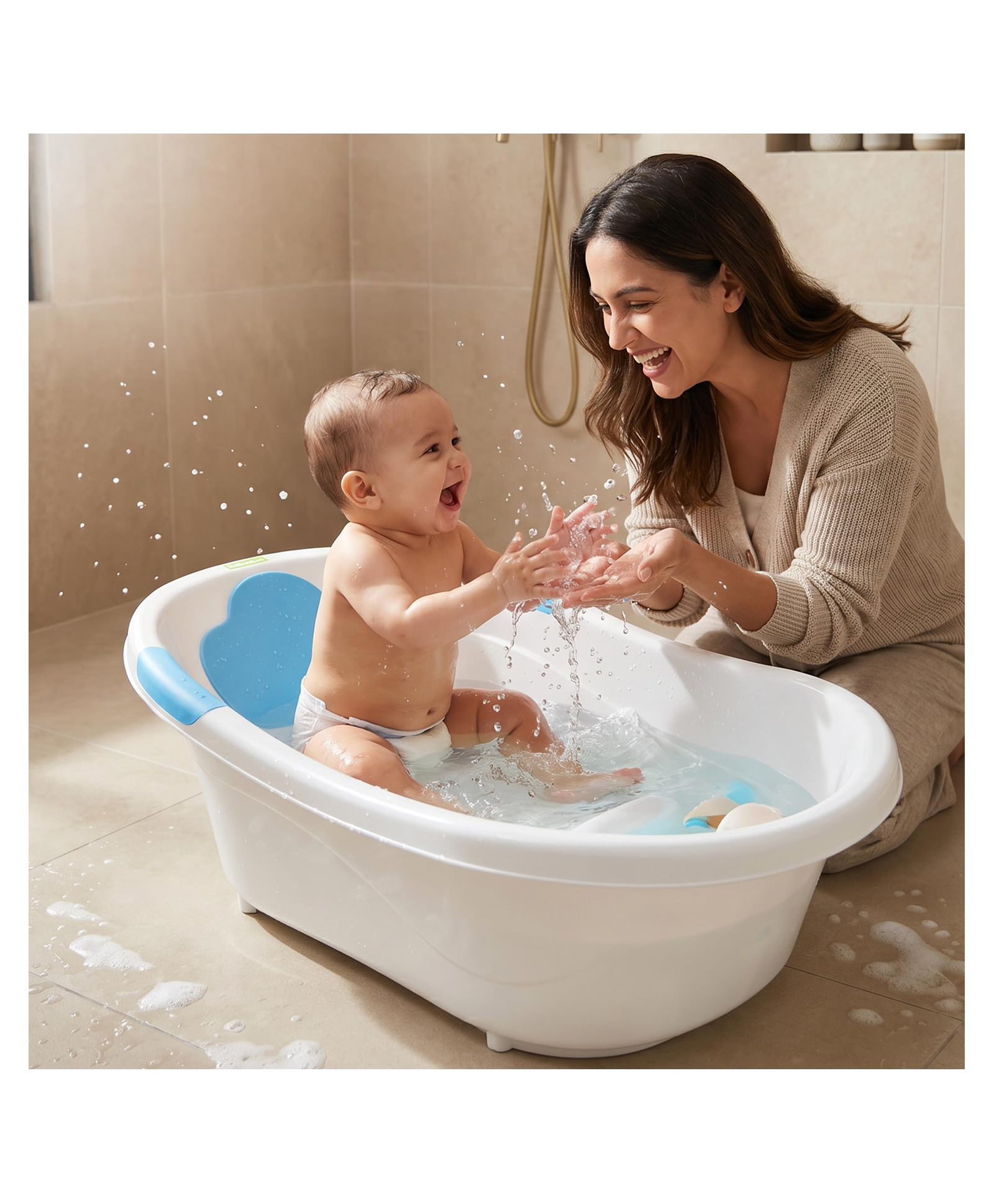 Baybee Comfort Baby Bath Tub for 0 to 5 Years | Baby Bather & Bathtub with Anti-Slip Base & Quick Drains | Bath Tub for Kids with Soft Headrest & Compact Storage for Boys & Girls (Blue)-picture-13