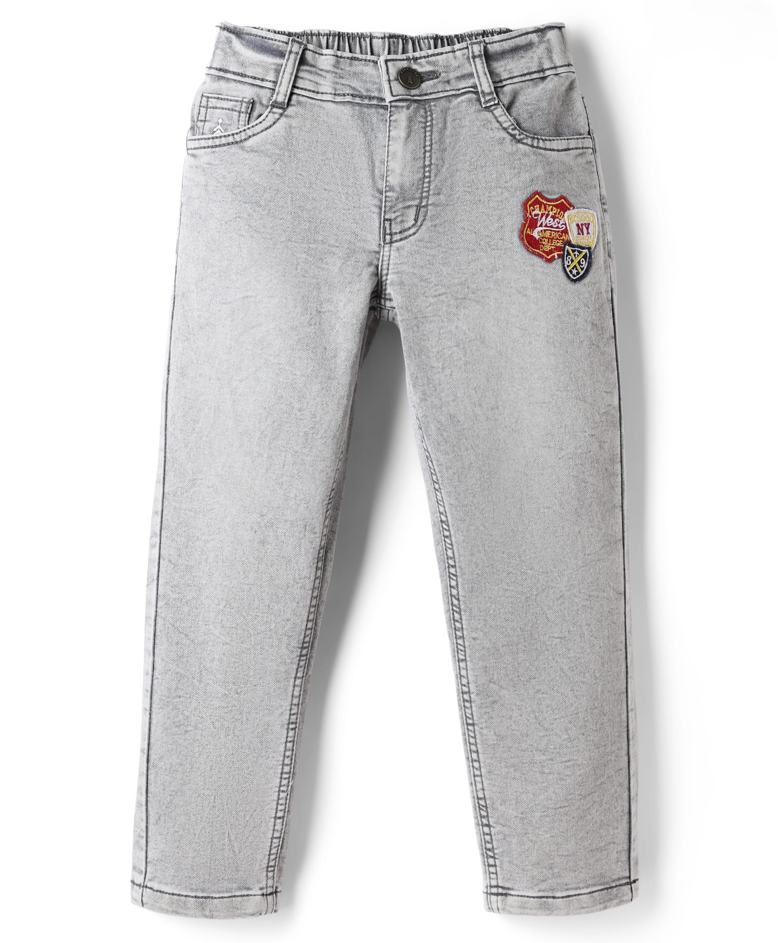 Pine Kids Denim Woven Full Length Jeans With Patch - Grey-picture-12