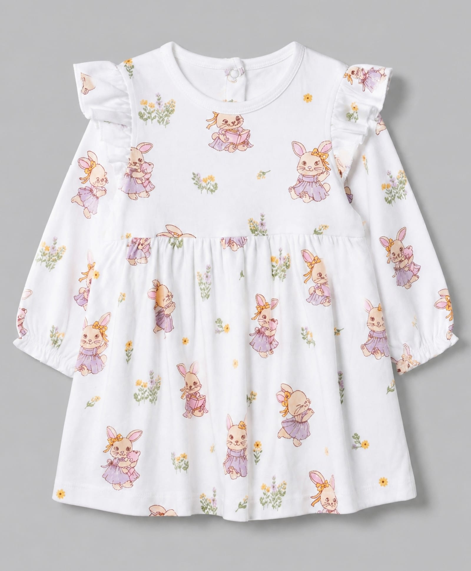 Babyoye Premium 100% Cotton Interlock Knit With Eco Jiva Finish Full Sleeves Floral Printed Onesie - White-picture-25
