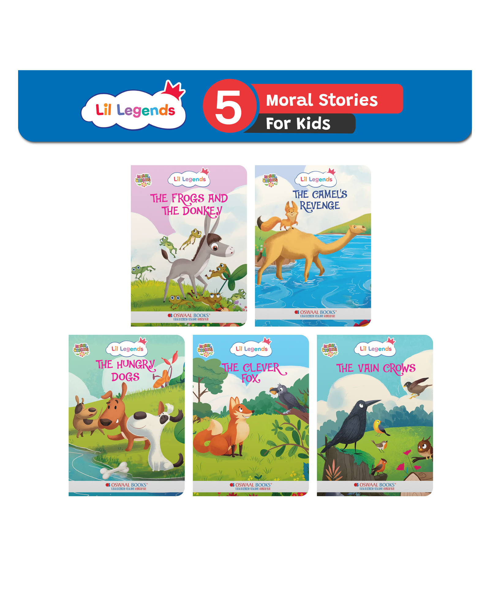 Illustrated Moral Stories for Kids 2+ | Short Bedtime Stories with Colorful Illustrations | Set of 5 Books | Lil Legends by Oswaal Books-image-44