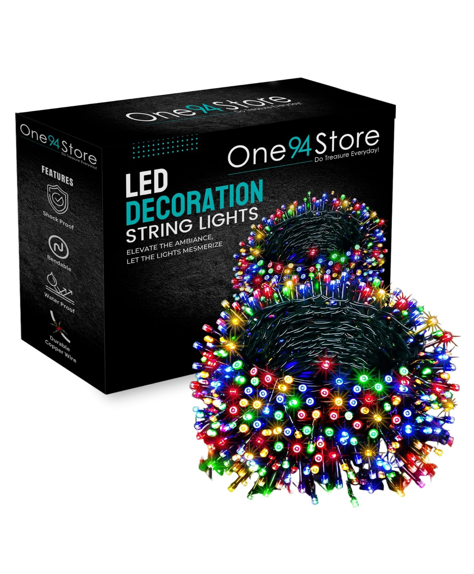 One94Store 36 Ft Multicolor LED Pixel String Light | 360° Decorative Copper Wire Fairy Lights for Diwali, Christmas, Wedding, Party & Home Decoration | Bright Serial LED Pack of 1-image-3