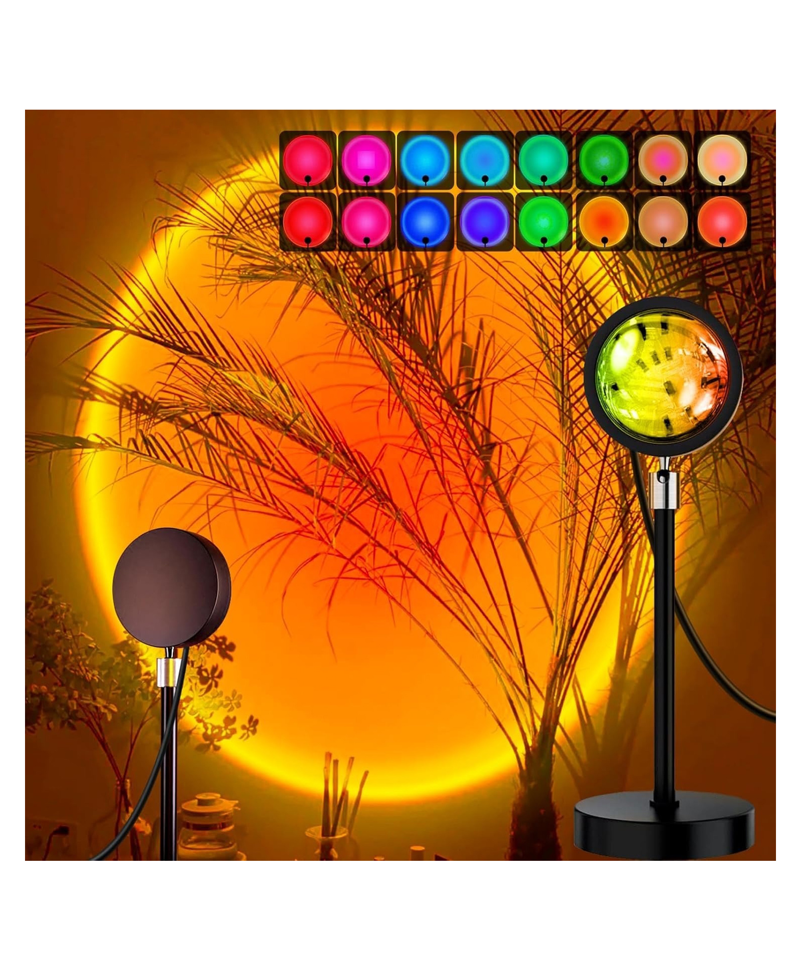 One94Store RGB Sunset Projection Lamp LED Night Light with Remote for Bedroom, Romantic Decor, Valentine Day Gift, Love Gift for Her, Couple Gift, Ambient Mood Lighting- 16 Color Mode-image-6