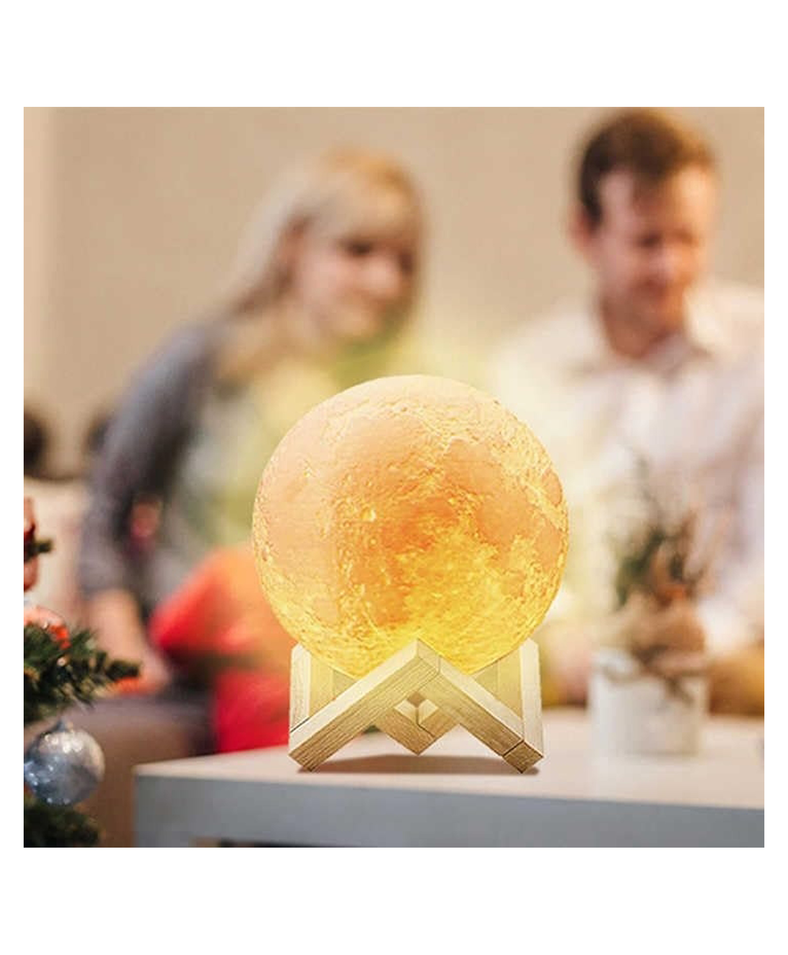 One94Store 3D Moon Lamp 7 Colour Changeable Sensor Moon Night Light Lamp, Touch Control, Moonlight Lamp with Stand & USB for Bedrooms Valentine Gifts, Festival, Wedding Gifts Plastic, LED-image-3