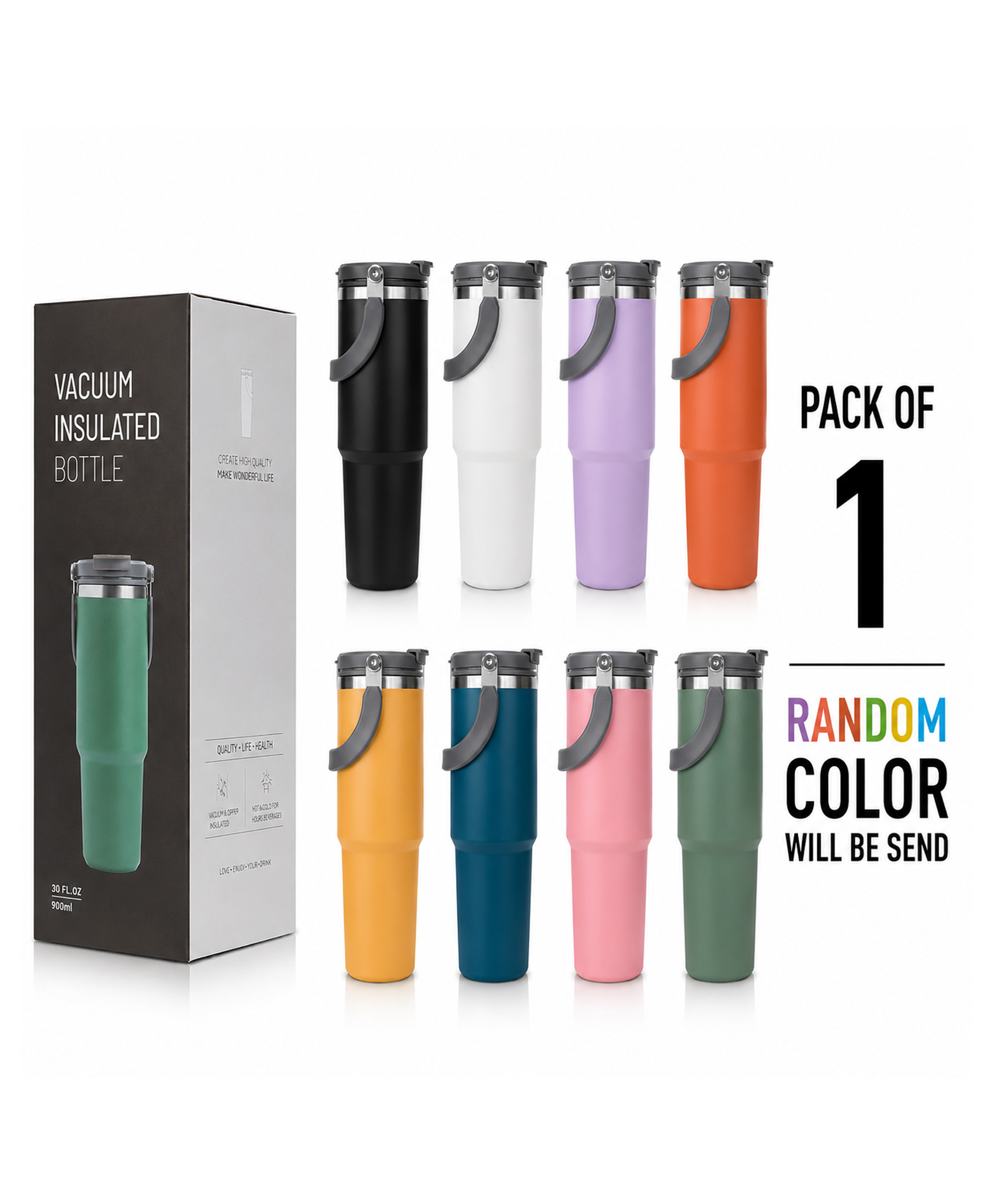 PIPALIYA Vacuum Insulated Stainless Steel Travel Tumbler with Handle & Lid 900ml Pack of 1-image-40