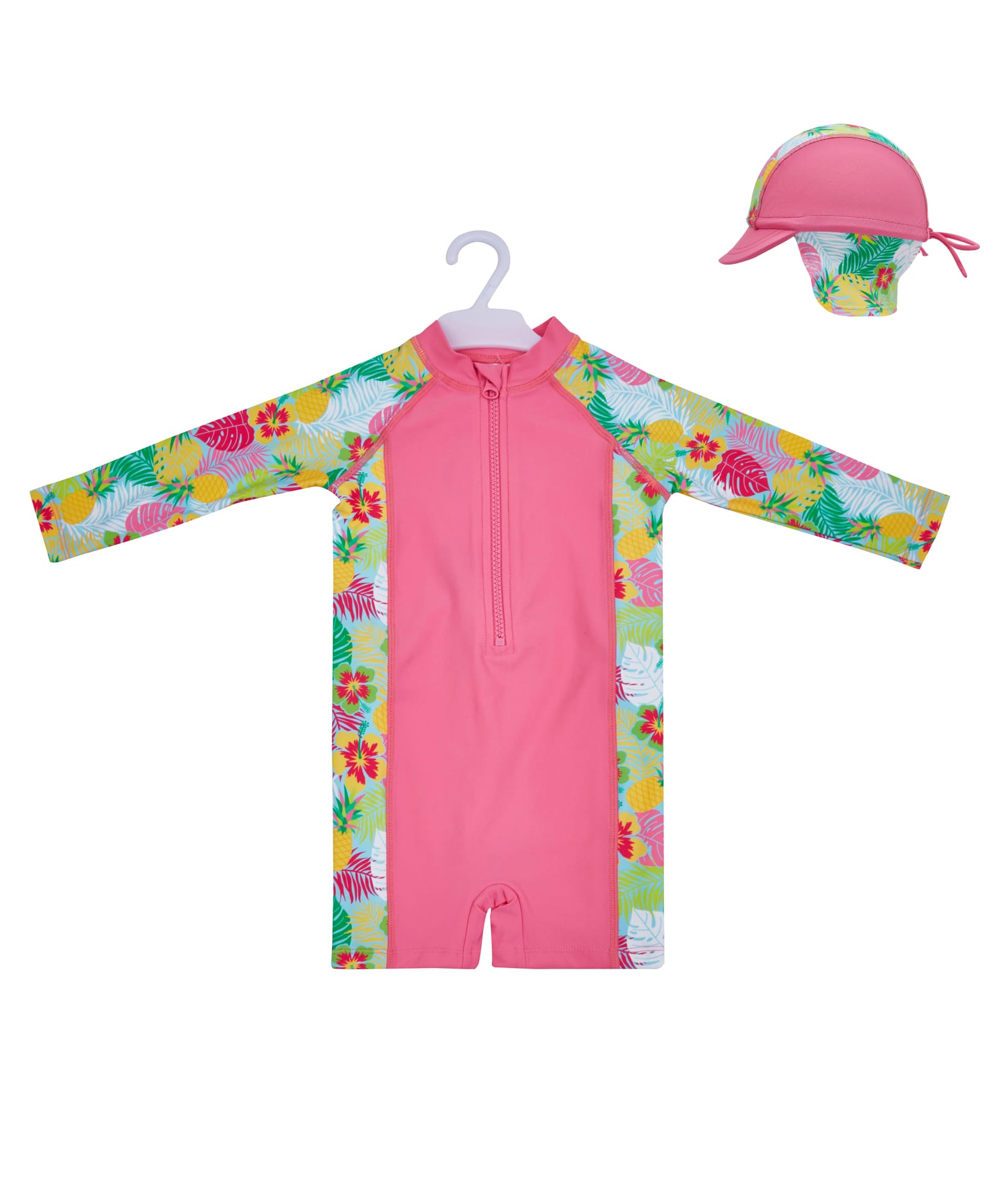 Big Softies Full Sleeves Floral Printed Legged Swimsuit With Cap - Pink-picture-46
