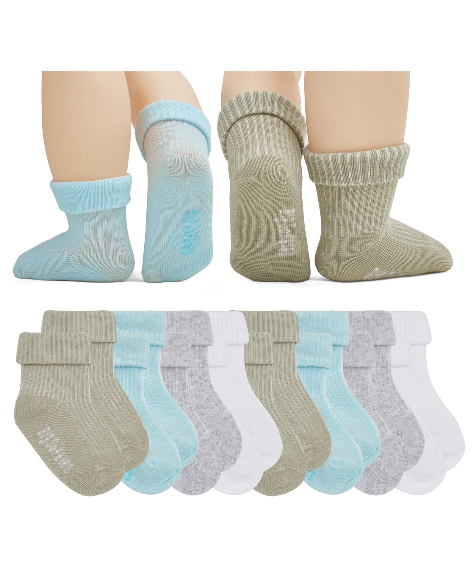 Big Softies Knit Pack Of 8 Solid Socks - Blue & Grey-image-11