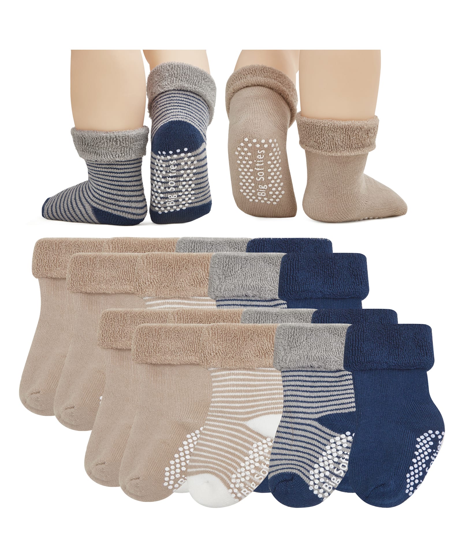 Big Softies Knit Pack Of 8 Striped Socks - Blue-picture-18
