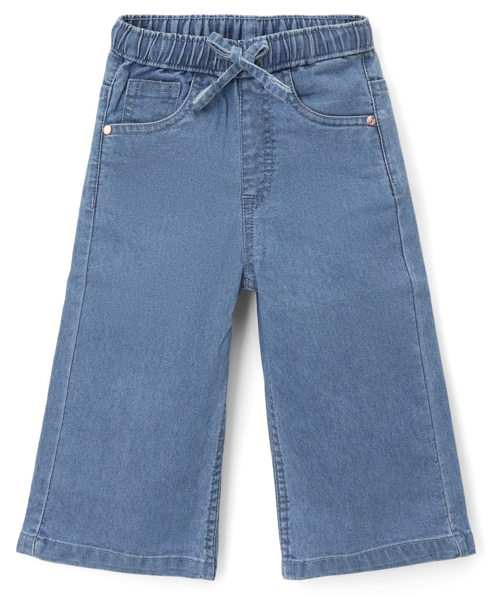 Babyhug Cotton Poly Denim Full Length Washed Jeans With Stretch - Blue