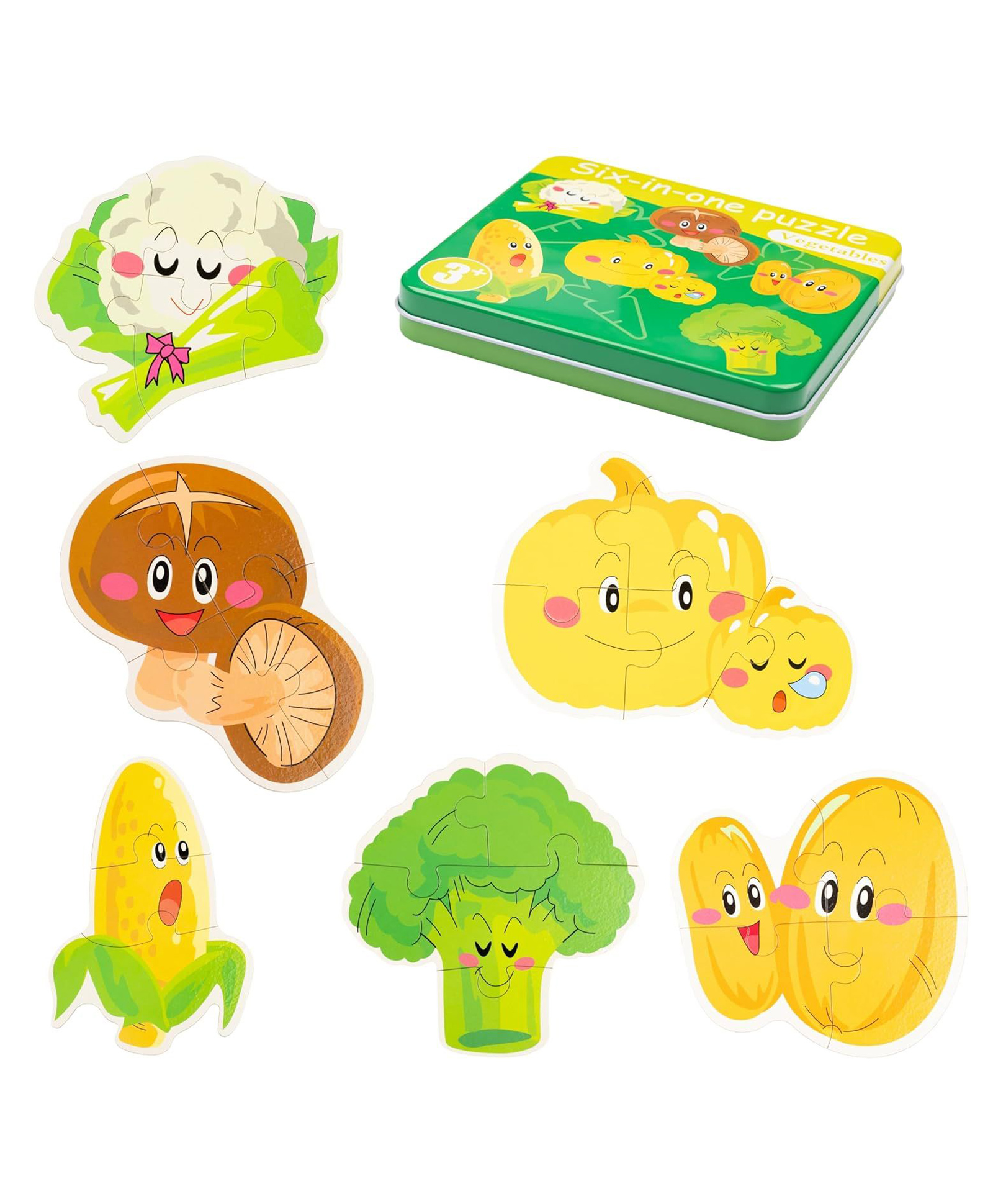 Happy Hues Educational Six-in-One Vegetables Wooden Puzzle Toy Box for Kids- Travel Puzzles for Toddlers-picture-15