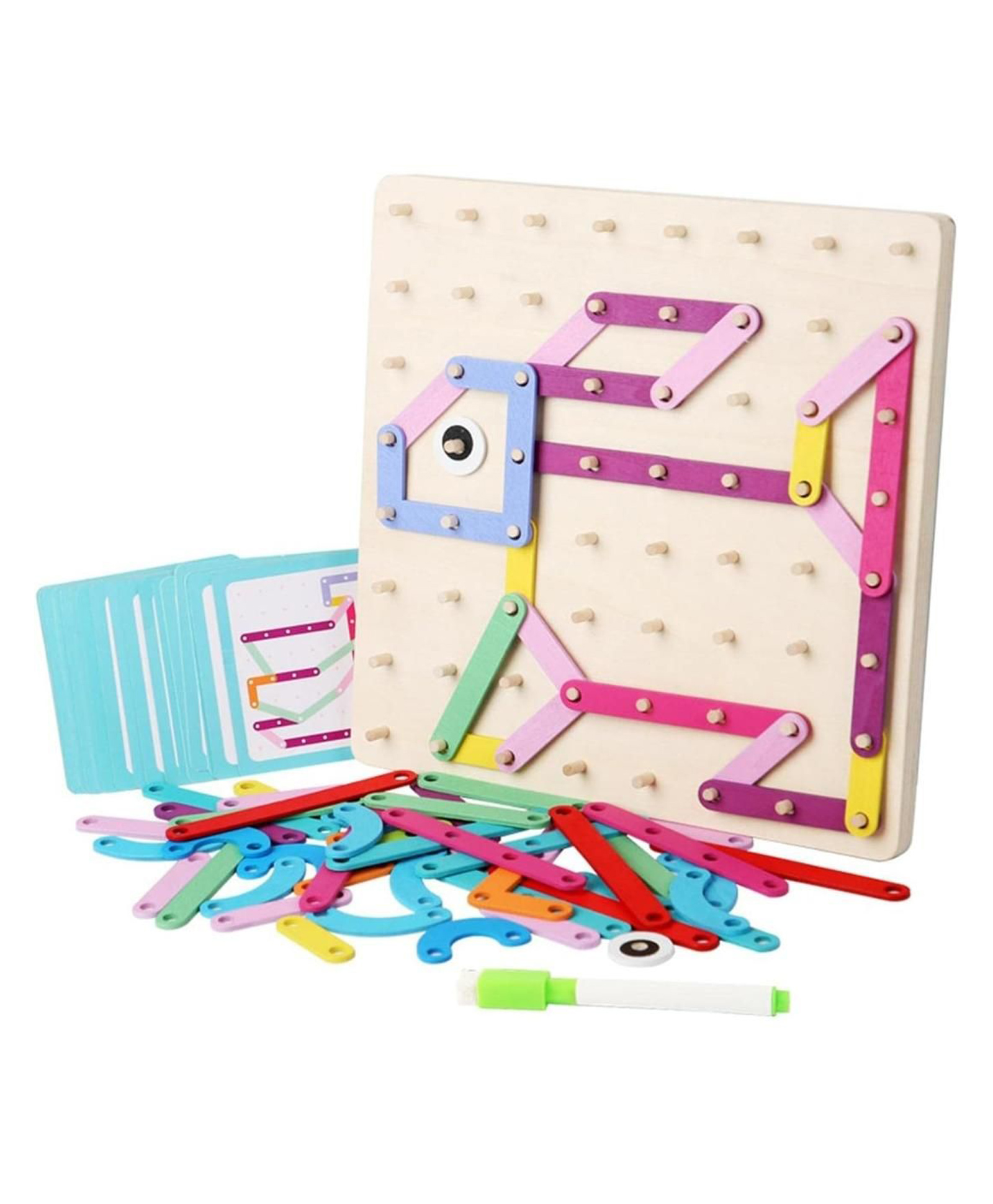 Happy Hues Wooden Large Nail Board Puzzle & Geoboard Activity Set for Kids-picture-16