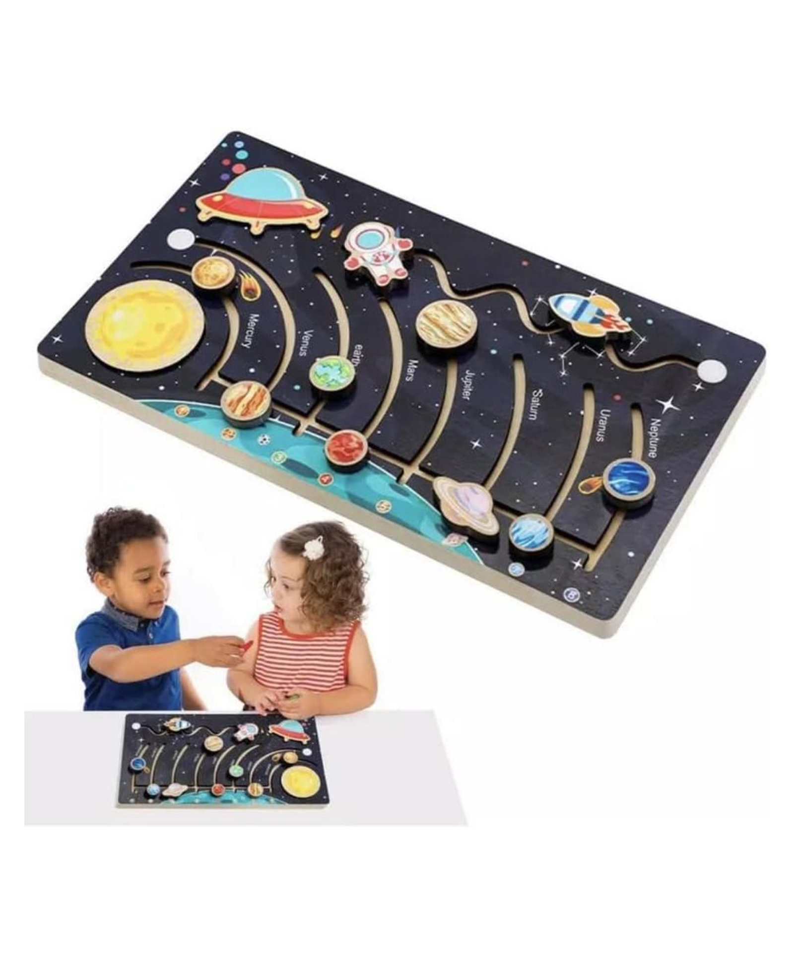 Happy Hues Wooden Solar System Maze Puzzle Toy for Toddlers -Educational Toys for Kids-image-23