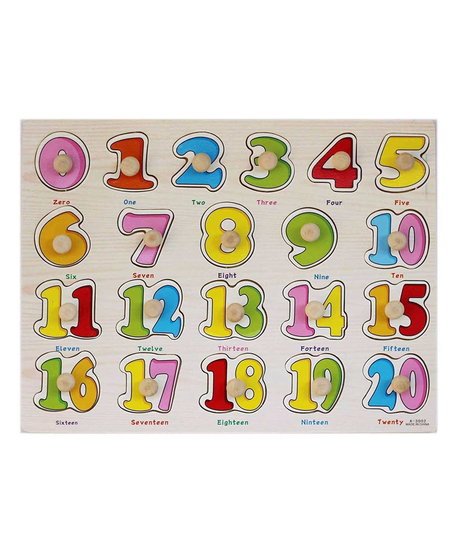 Happy Hues Wooden Number 0 to 20 Knob Puzzle Board for Kids Educational Counting & Number Recognition Peg Toy for Early Learning-image-8