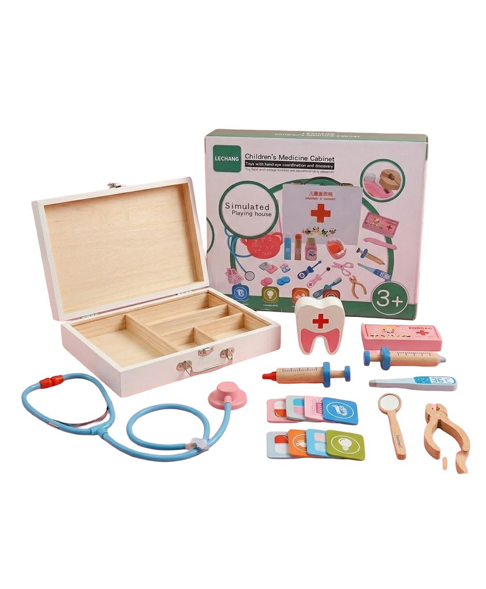 Happy Hues Wooden Doctor and Dentist Pretend Play Set with Carrying Case - Multicolor-image-29