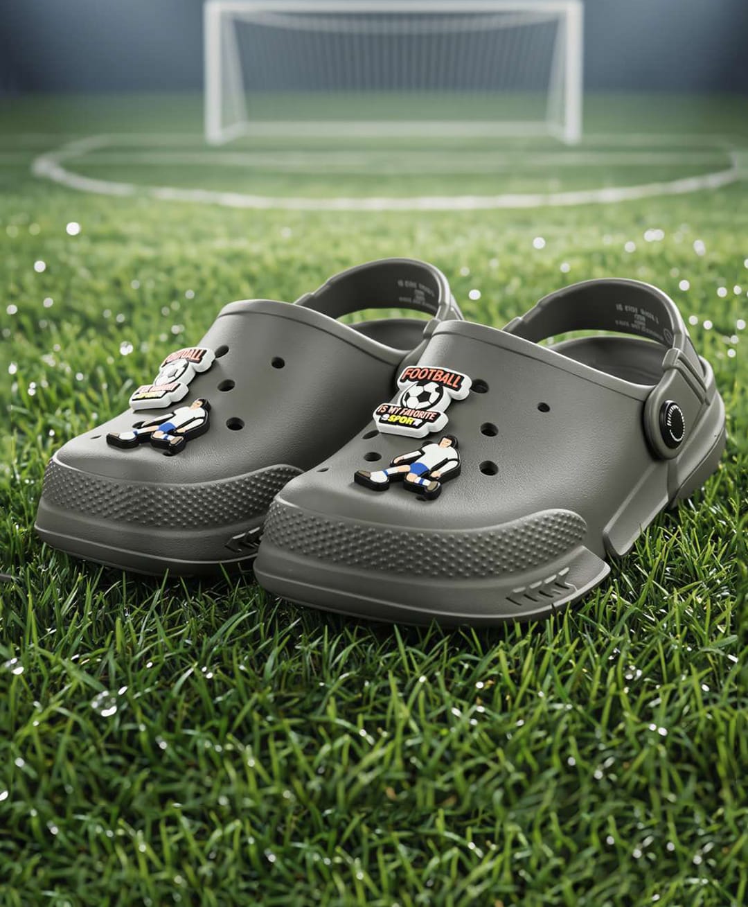 Yellow Bee Football Theme Applique Detailed Perforated Slingback Clogs - Olive Green-picture-23