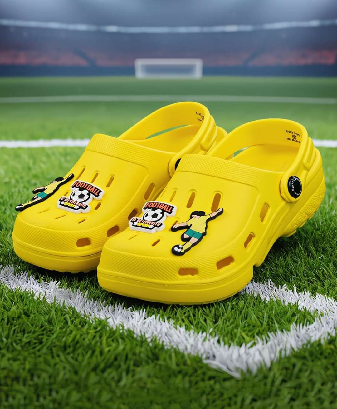 Yellow Bee Football Theme Applique Detailed Perforated Slingback Clogs - Yellow-picture-8