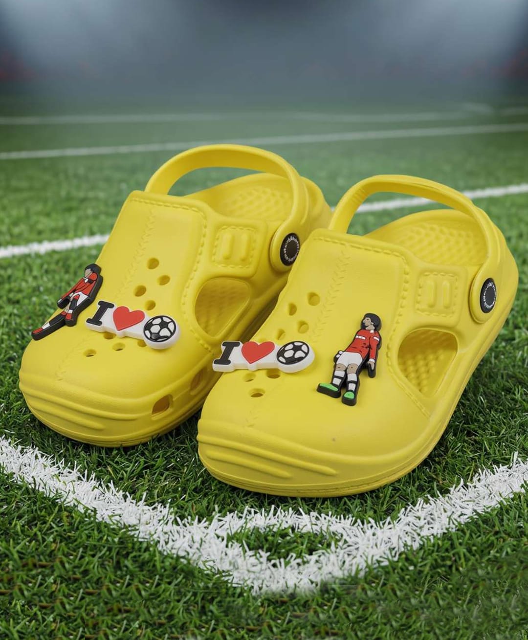 Yellow Bee Football Theme Applique Detailed Perforated Slingback Clogs - Yellow-image-30