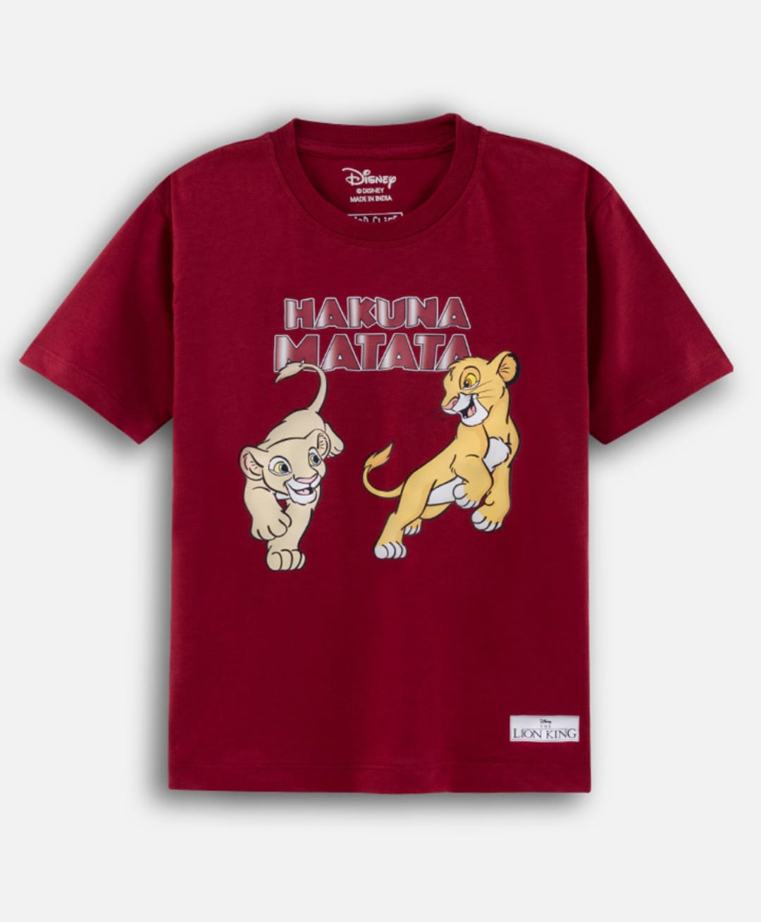 Nap Chief Cotton Blend Knit Disney The Lion King Featuring Half Sleeves Simba Printed Tee - Dark Red-picture-39