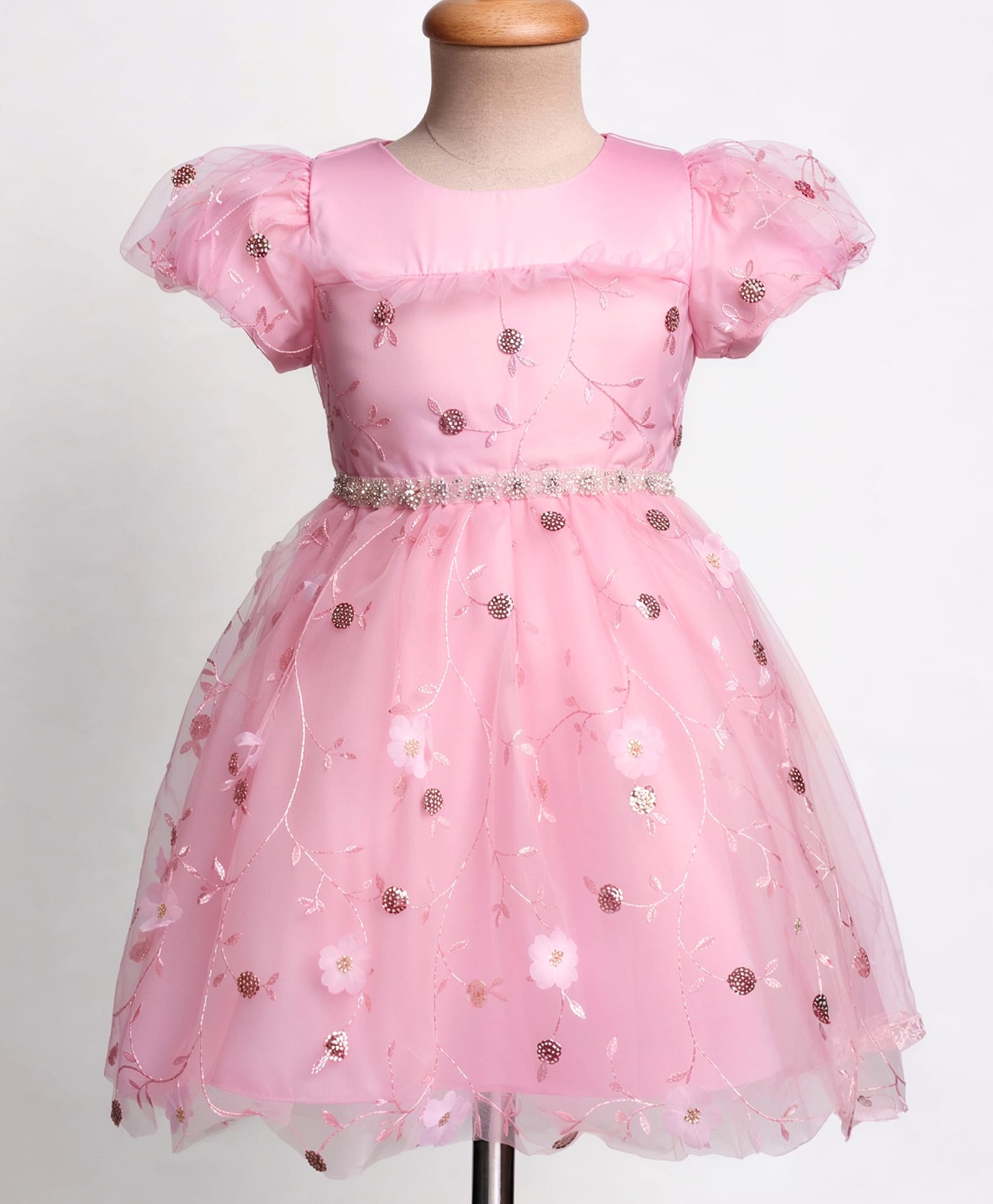 Mark & Mia Woven Half Sleeves Party Dress With Sequin Detailing & Floral Print - Pink-image-40