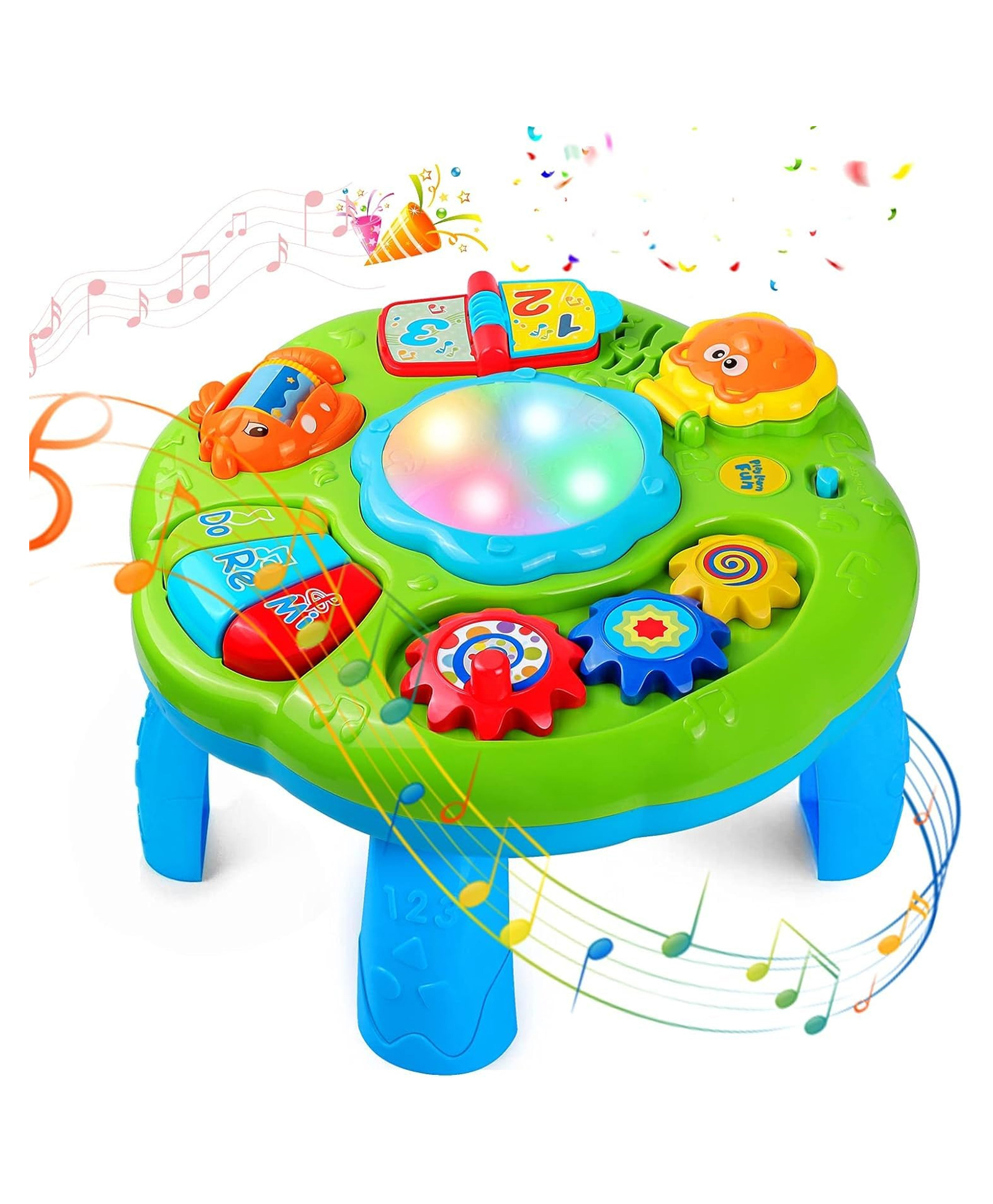 Elecart Baby Toys Musical Learning Table 2-in-1 Activity Center for Toddlers, Educational Learning Toy with Piano, Lights, Animal Sounds & Story Book for Boys & Girls-image-39
