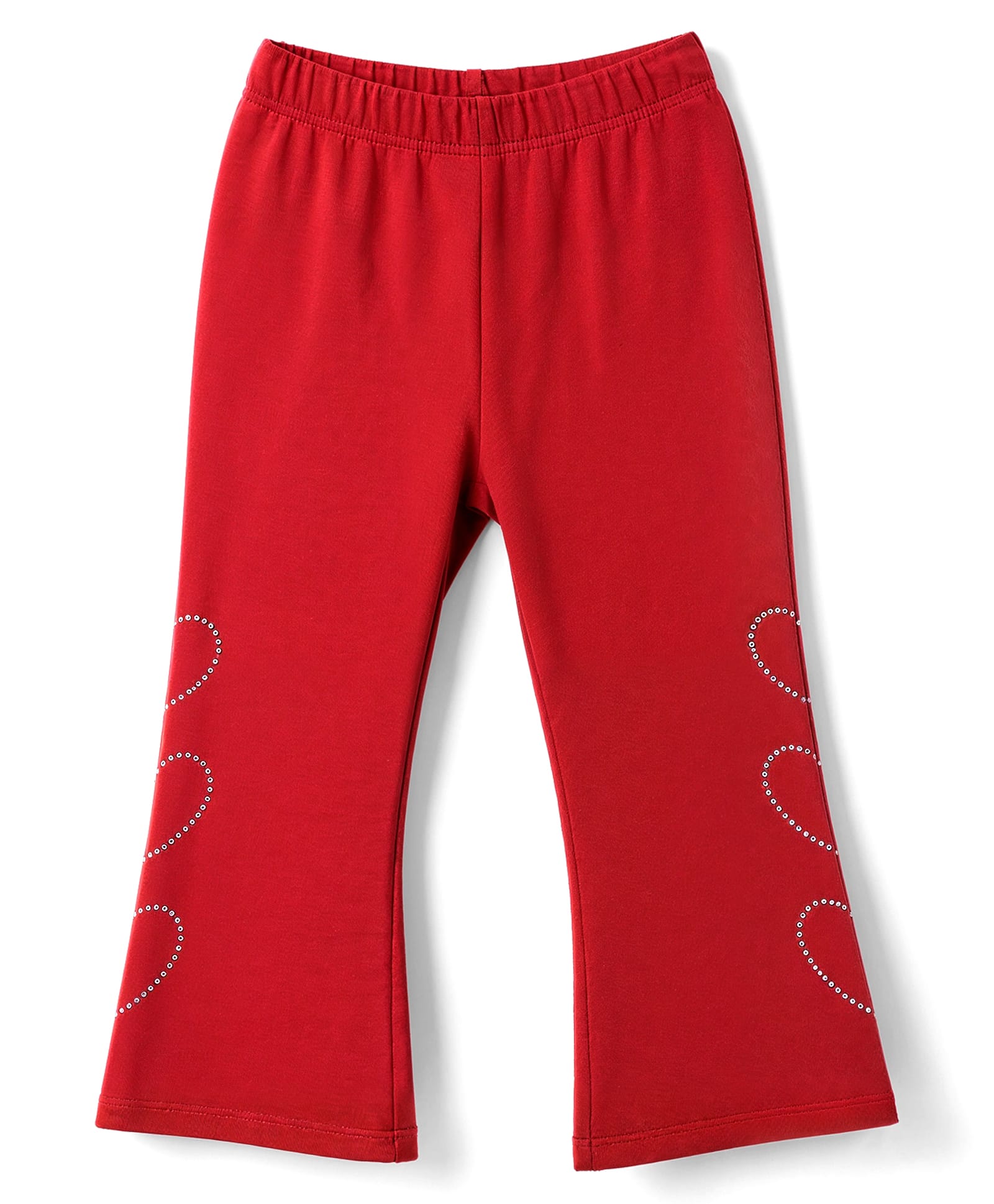 Babyhug Cotton Elastane Knit Full Length Leggings With Stone Embellishment - Red-image-8