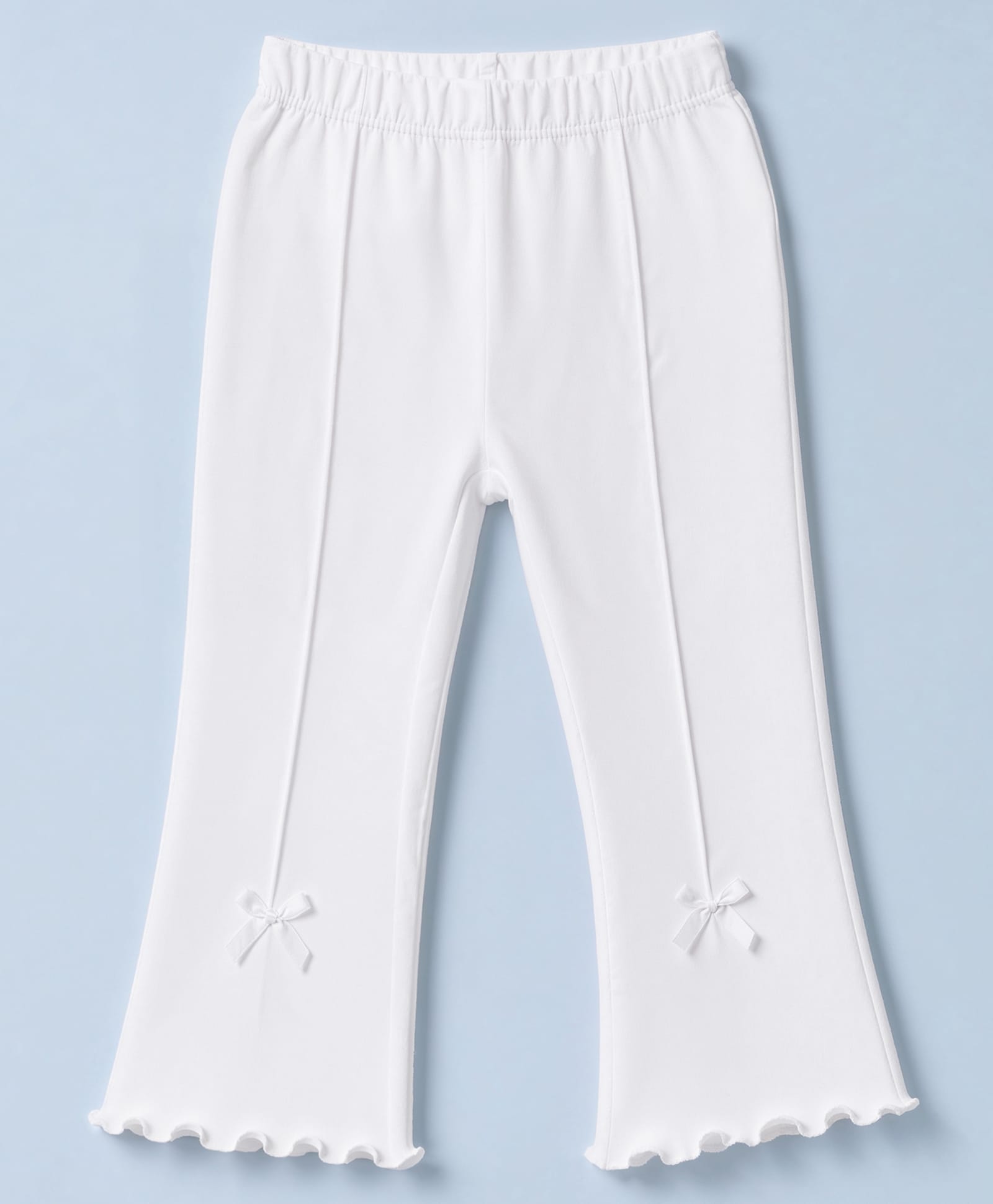 Babyhug Cotton Elastane Knit Full Length Solid Leggings - White-image-47