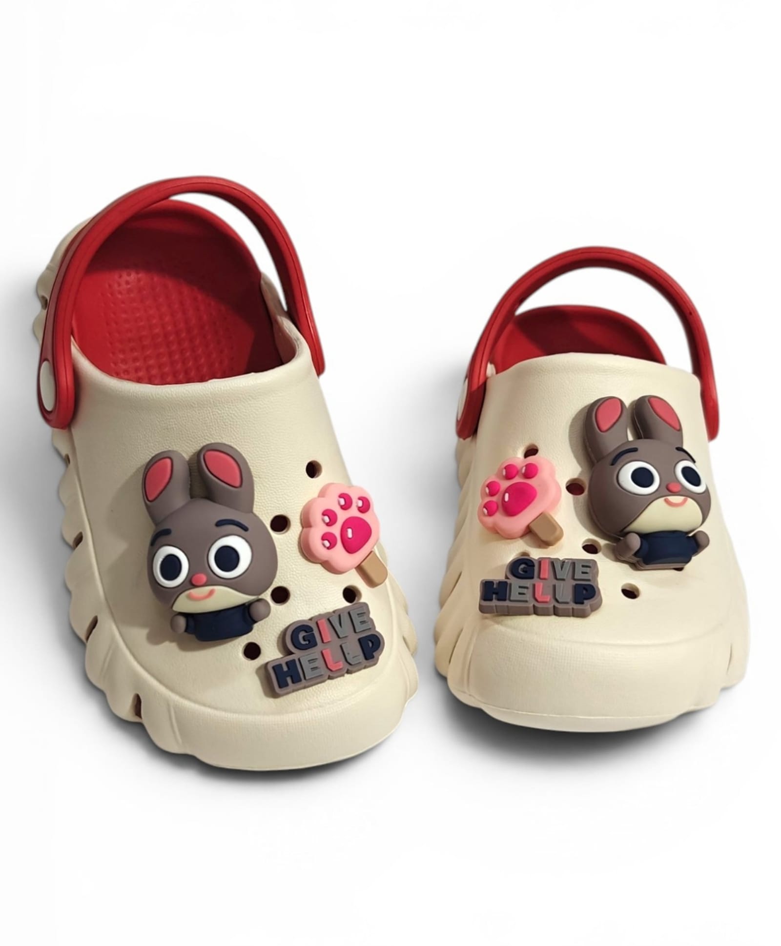 KIDLINGSS Bunny Applique Detailed Perforated Slingback Clogs - White-picture-20