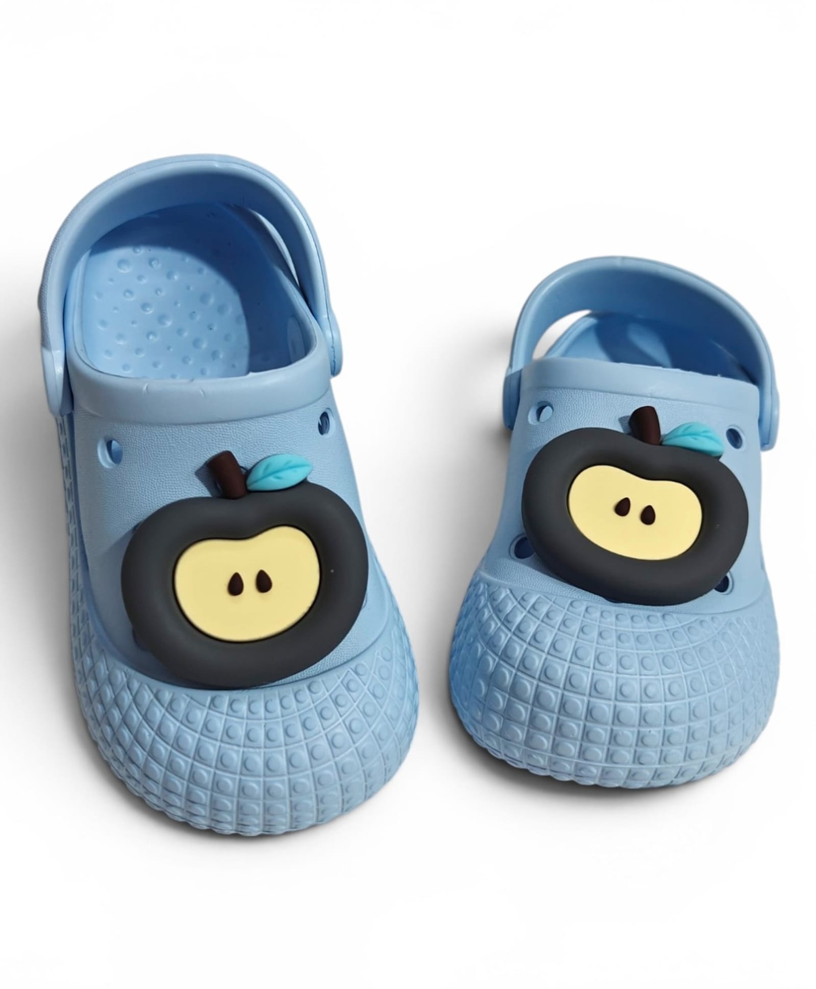 KIDLINGSS Apple Applique Detailed Perforated Slingback Clogs - Light Blue-picture-27