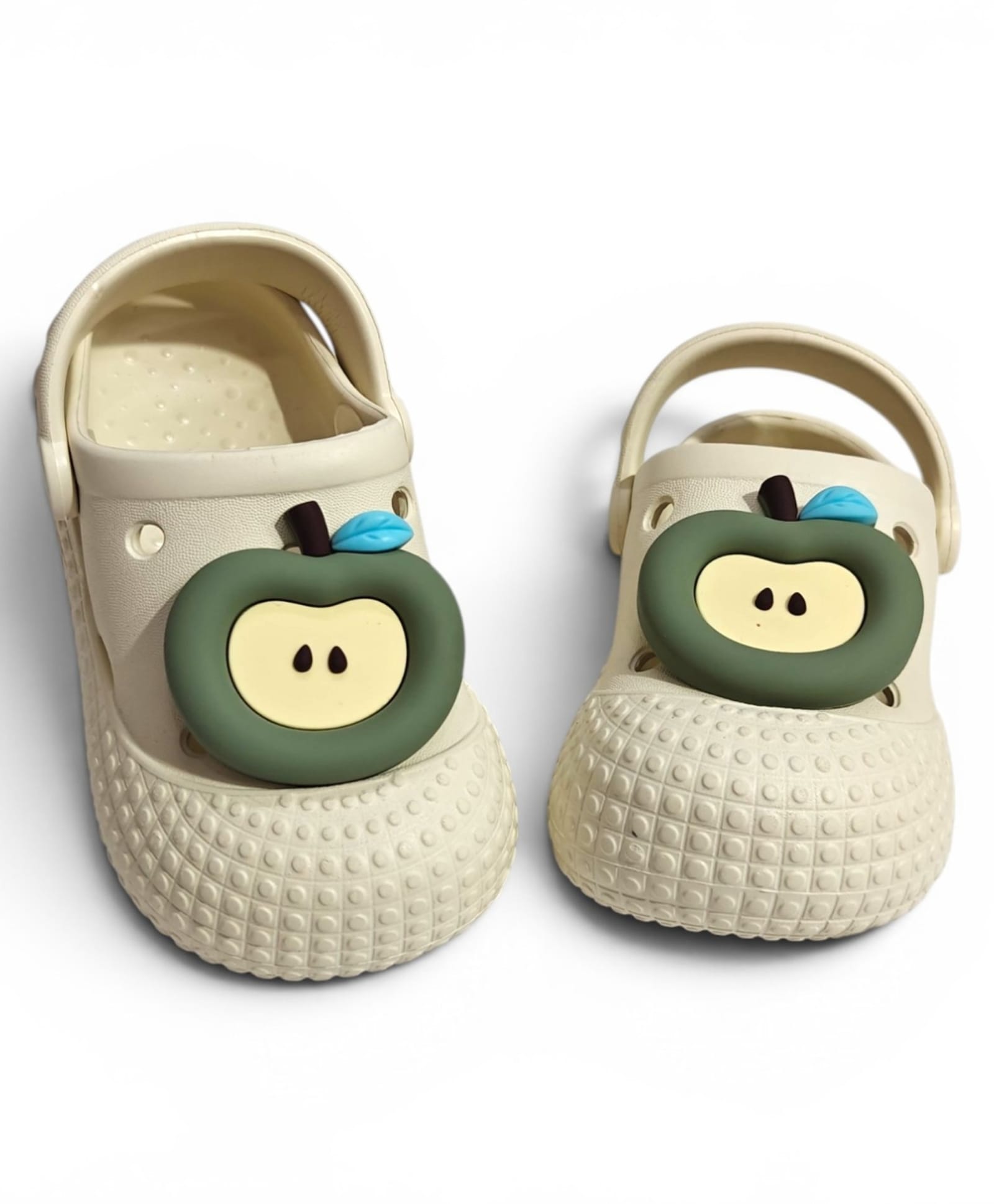 KIDLINGSS Apple Applique Detailed Perforated Slingback Clogs - White-picture-28