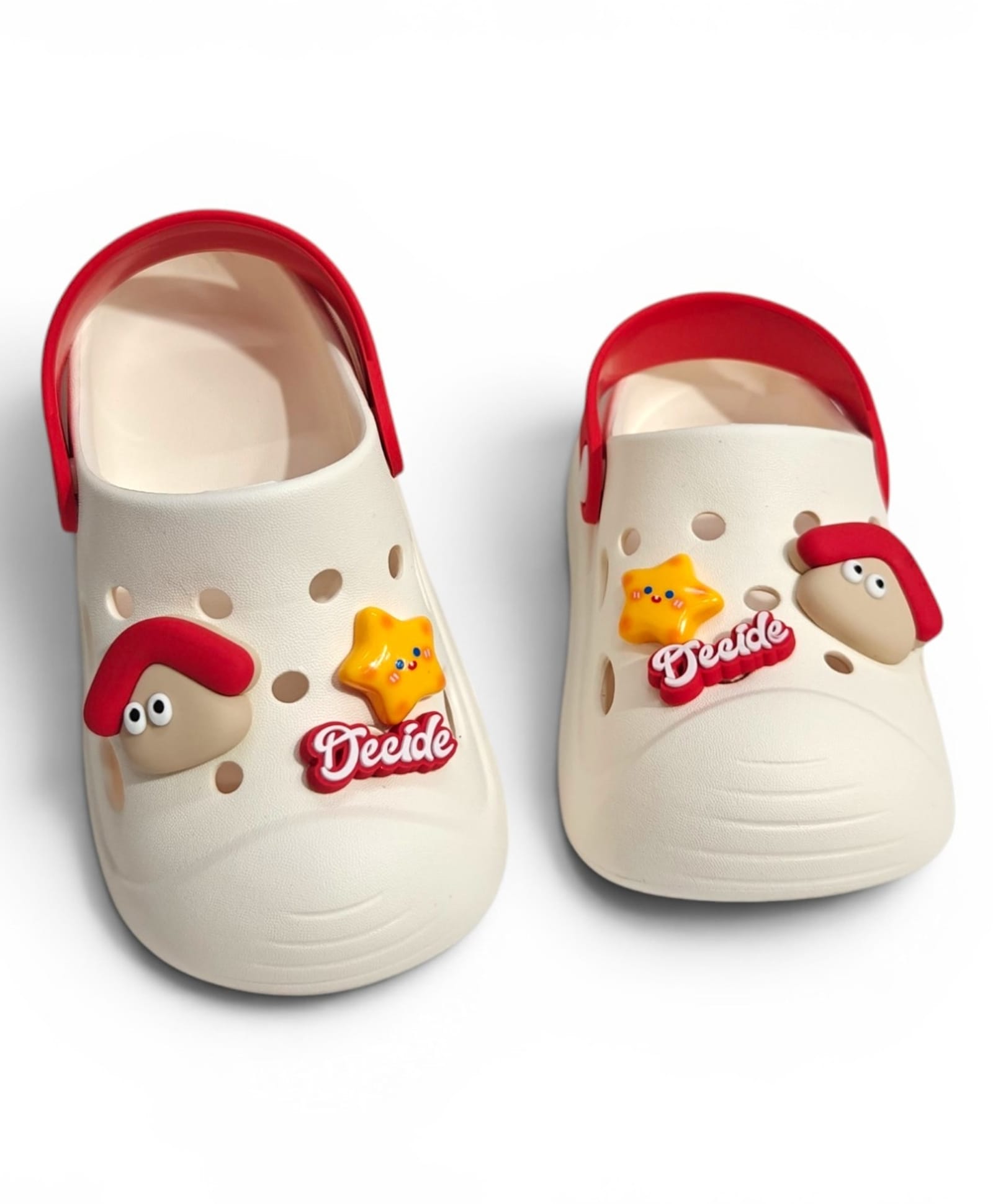 KIDLINGSS Star Applique Detailed Perforated Slingback Clogs - White-picture-16