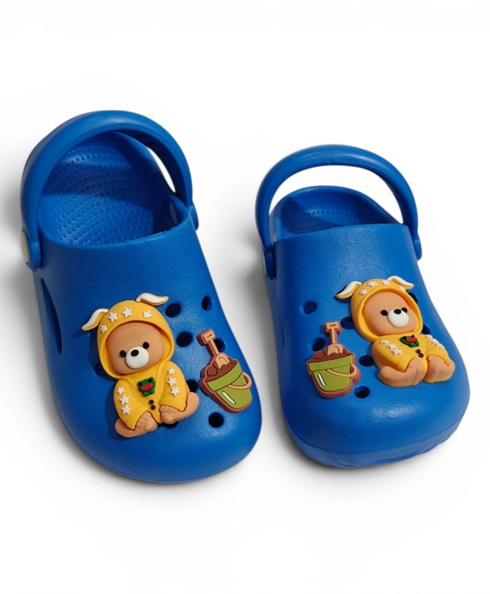KIDLINGSS Baby Bear Applique Detailed Perforated Slingback Clogs - Blue-picture-13