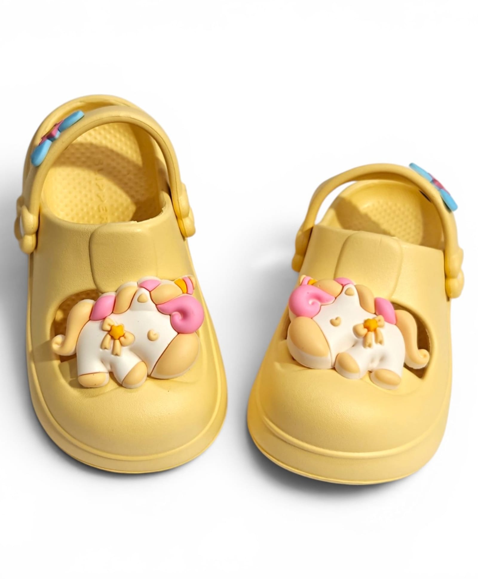 KIDLINGSS Unicorn Applique Detailed Perforated Slingback Clogs - Light Yellow-picture-17