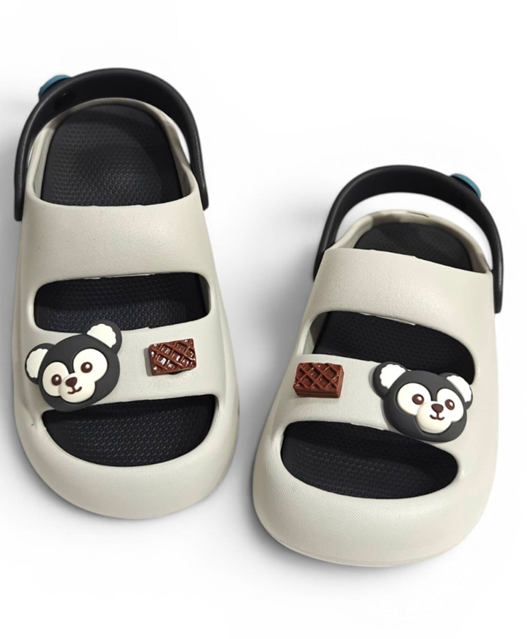 KIDLINGSS Teddy Bear Applique Detailed Perforated Slingback Clogs - Grey-image-15