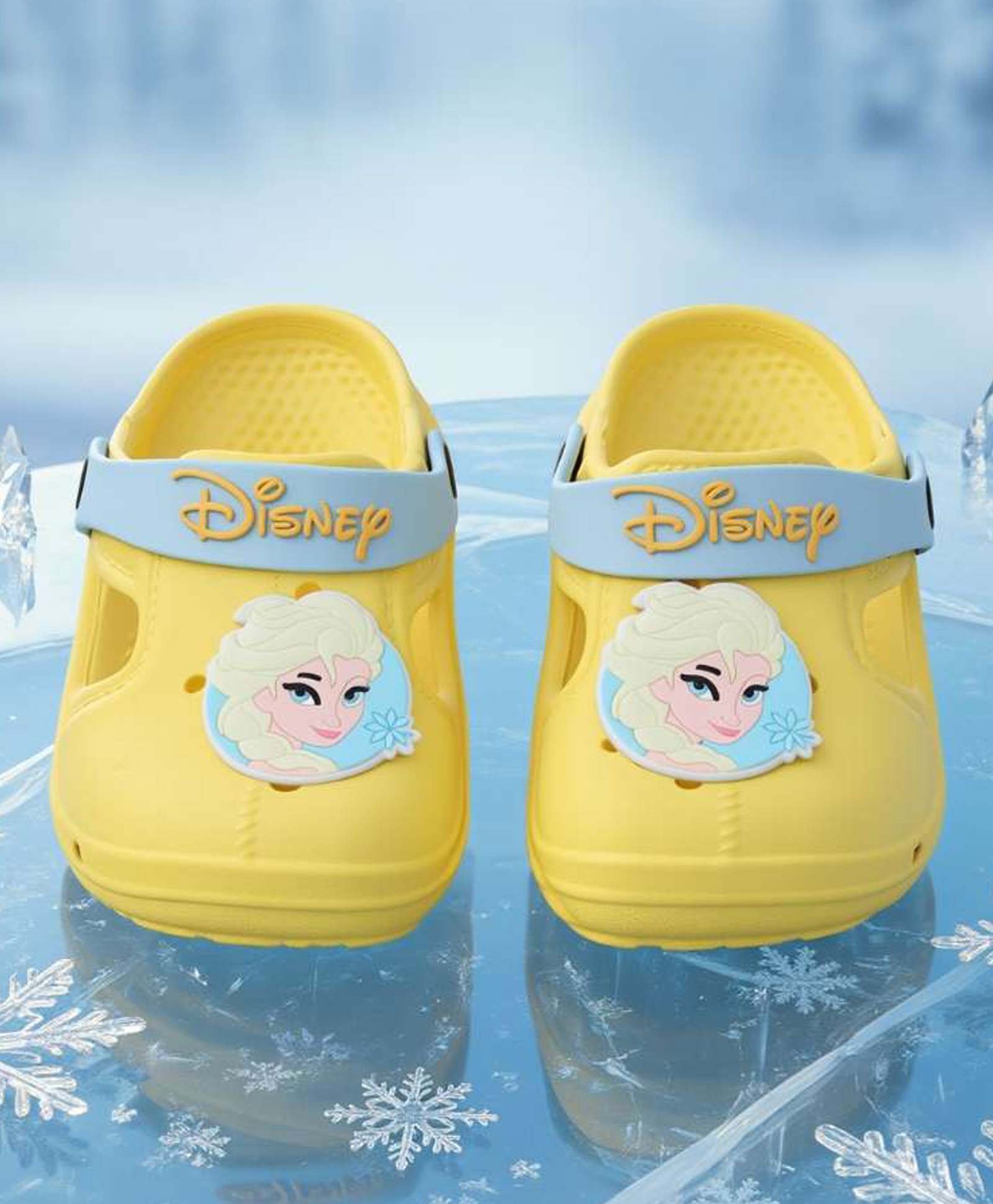 Yellow Bee Disney Frozen Featuring Queen Elsa Applique Detailed Perforated Slingback Clogs - Yellow-picture-10