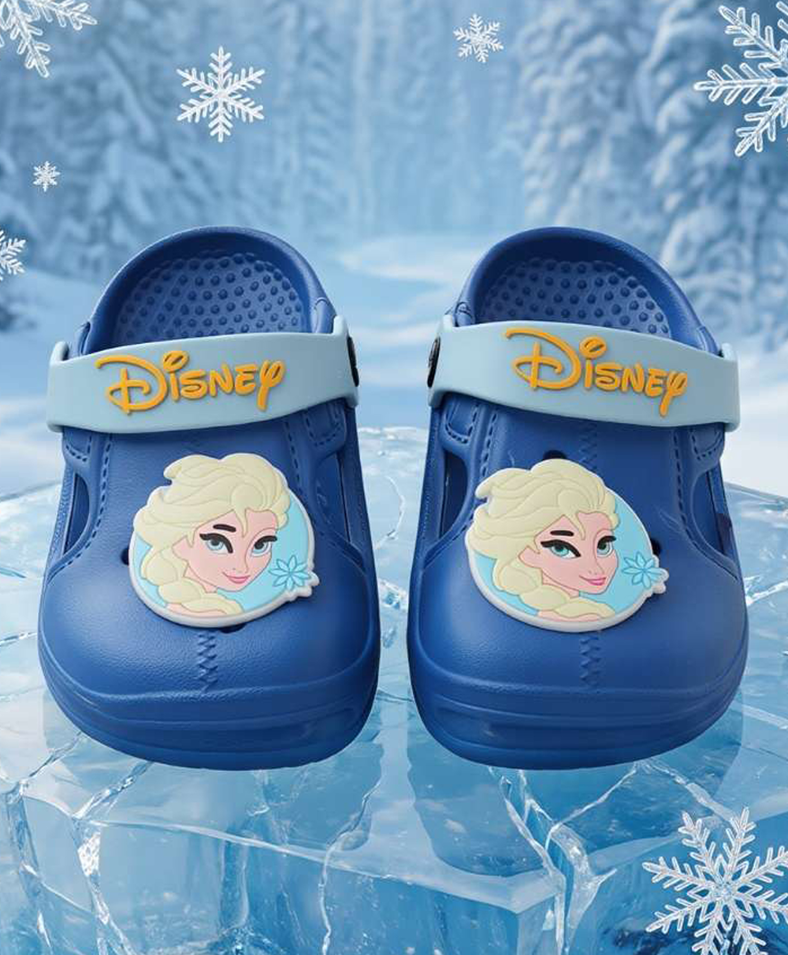 Yellow Bee Disney Frozen Featuring Queen Elsa Applique Detailed Perforated Slingback Clogs - Blue-picture-10