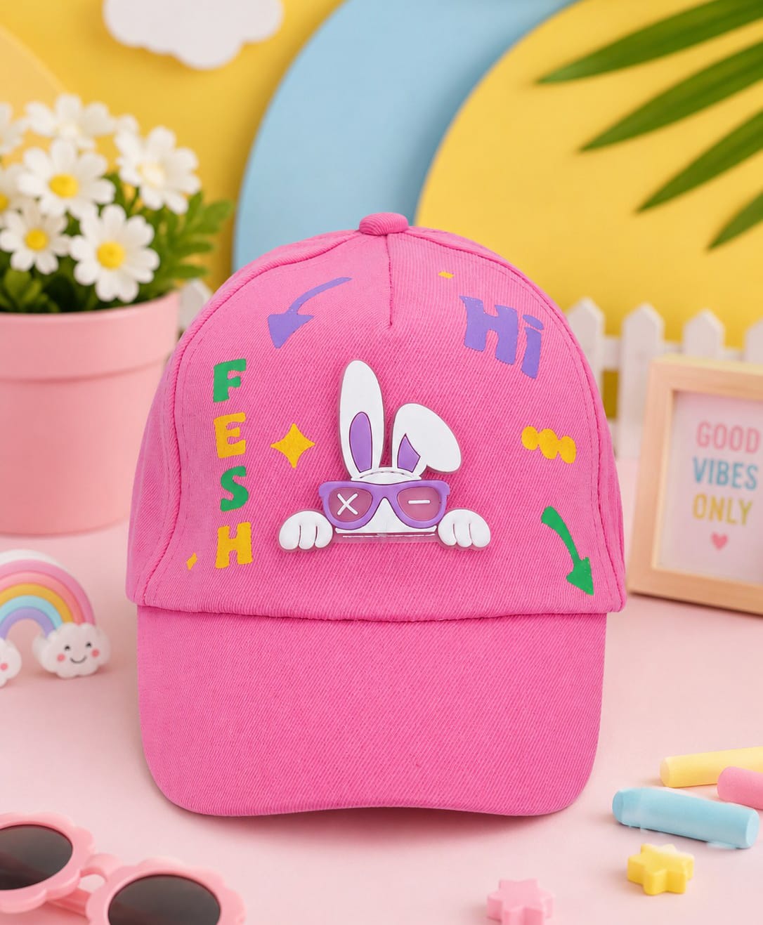 PASSION PETALS Cotton Knit Bunny Applique Detailed Cap - Pink - Circumference - 46cm-picture-16