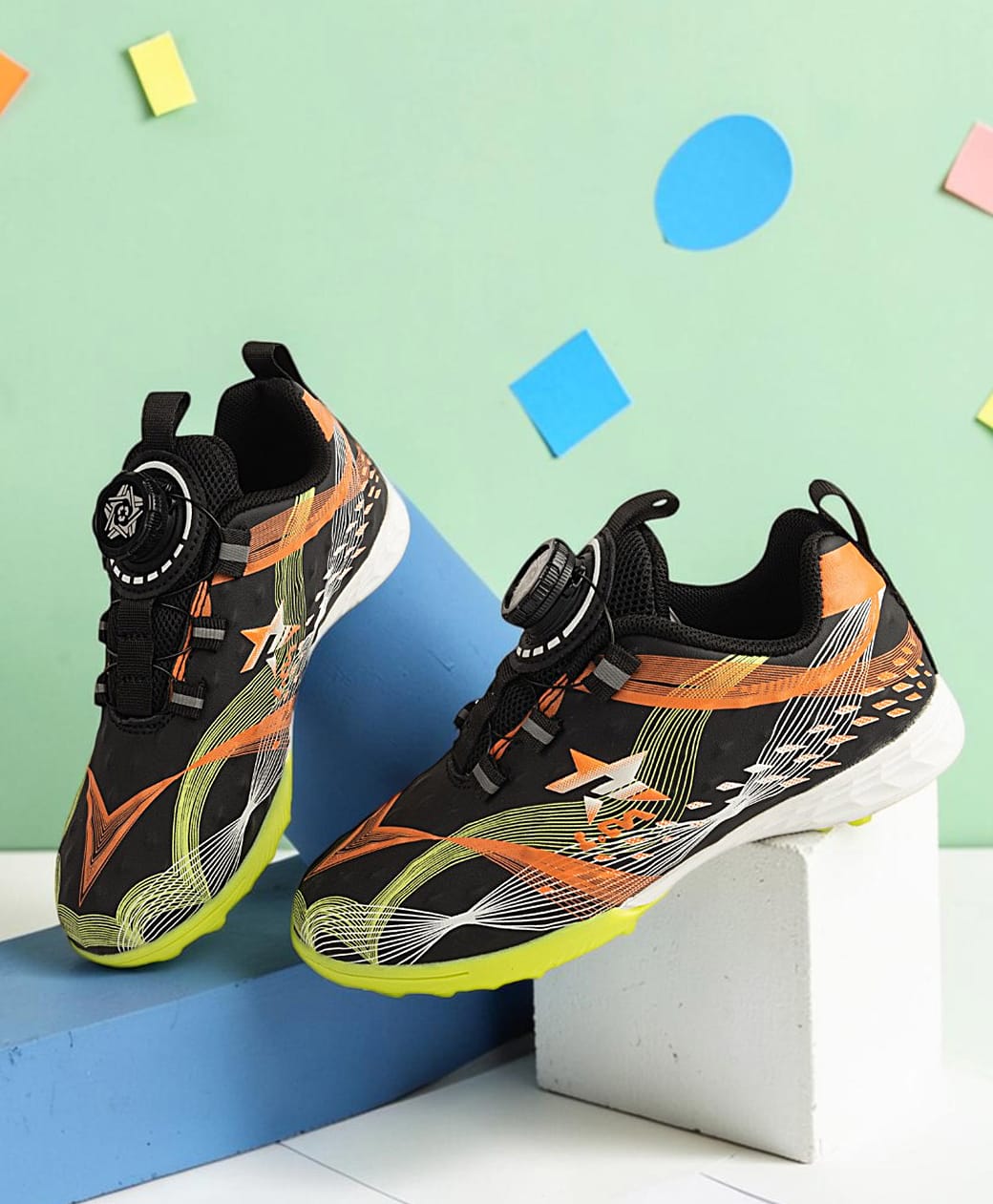 TRUFFLE COLLECTION Abstract Printed BOA Closure Shoes - Black & Orange-picture-25