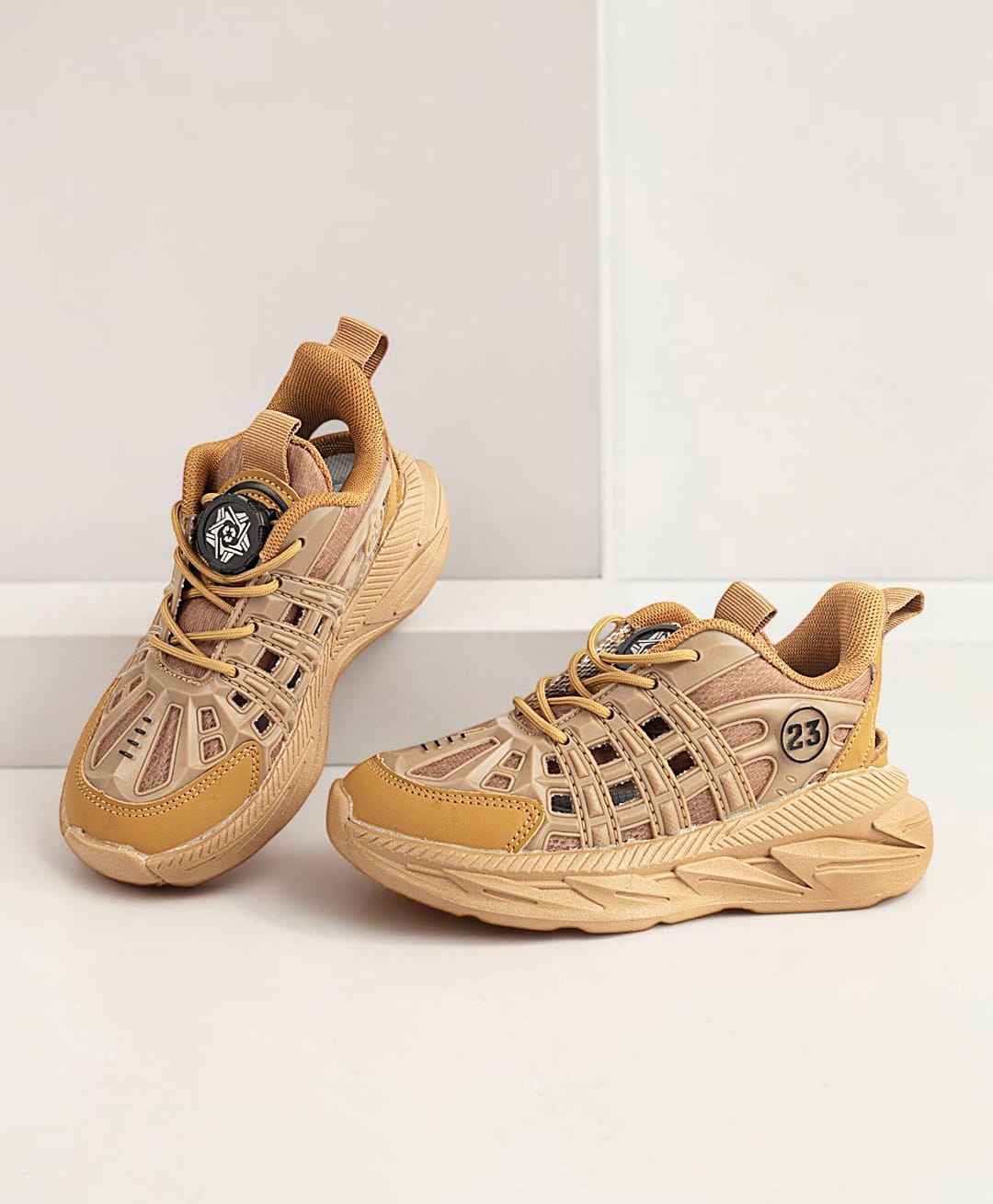 TRUFFLE COLLECTION Abstract Designed BOA Closure Shoes - Khaki-image-18