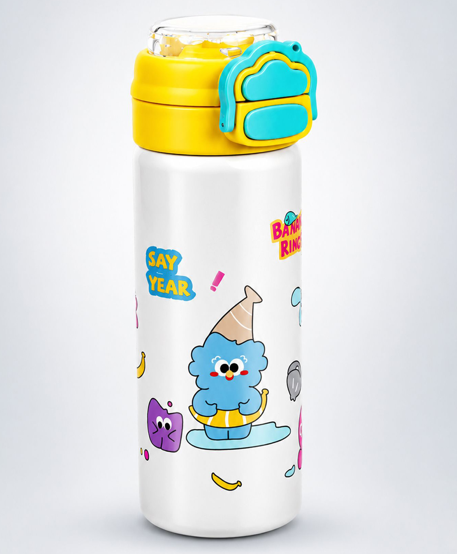 Little Surprise Box Snack Time Buddy Series Print Stainless Steel Water Bottle for Kids 700ML-Yellow-image-28
