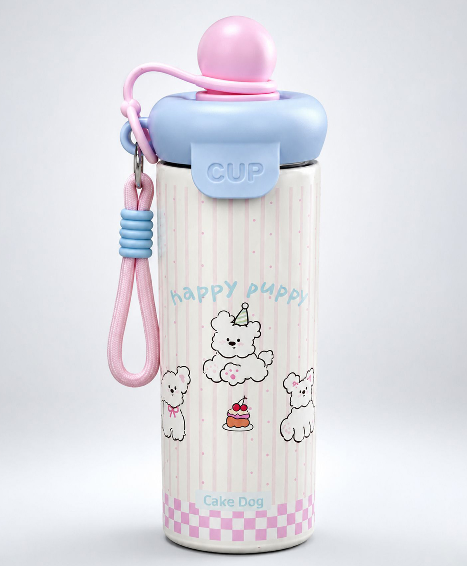 Little Surprise Box Happy Dog Stainless Steel Tumbler Water Bottle for Kids & Adults, Pink Ball Lid Series, 650ml-Pink-image-49