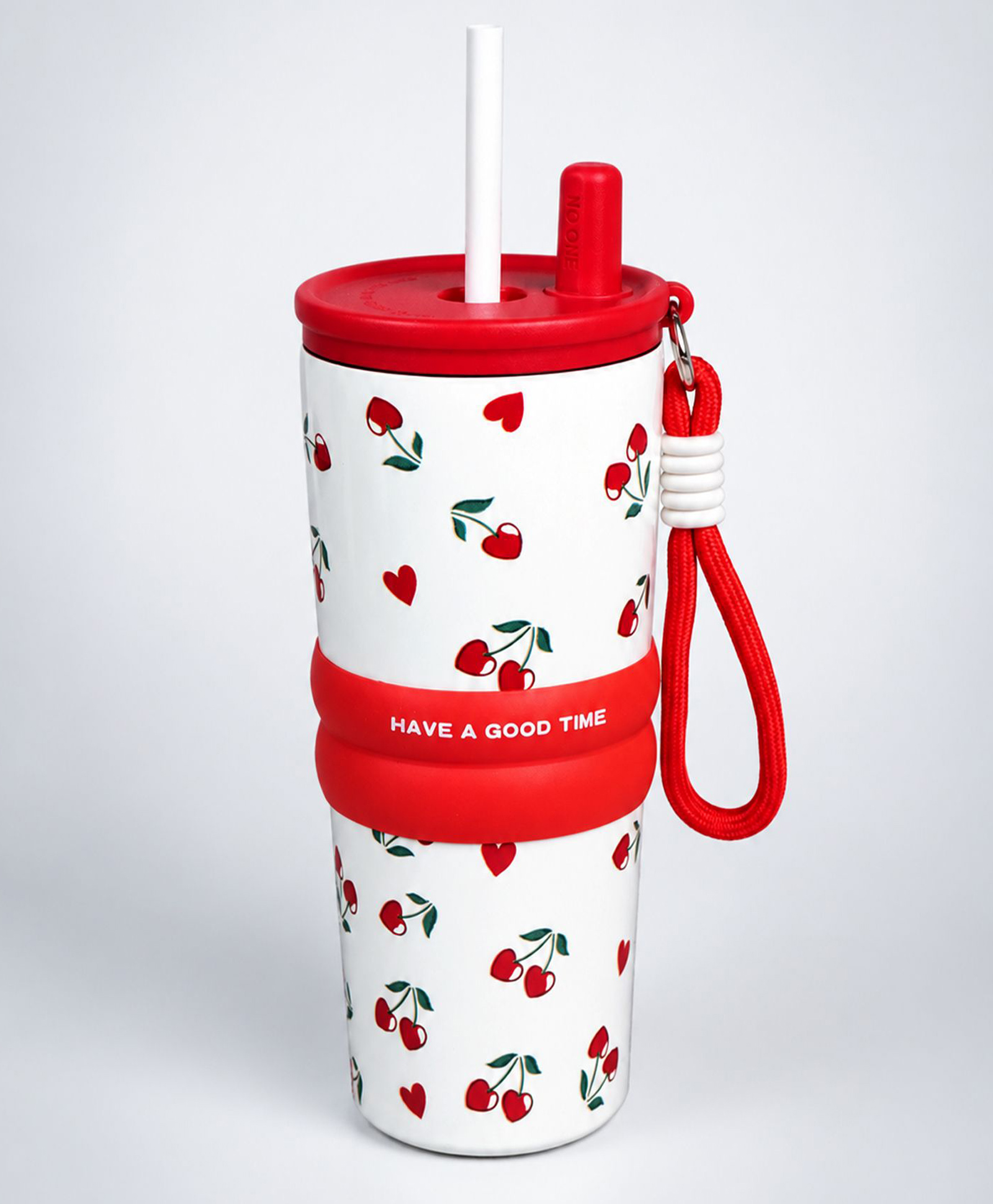 Little Surprise Box Red Cherry Hearts Good Time Series Stainless Steel Tumbler Water Bottle for Kids & Adults, Leakproof Insulated, 710ml-Red-image-10