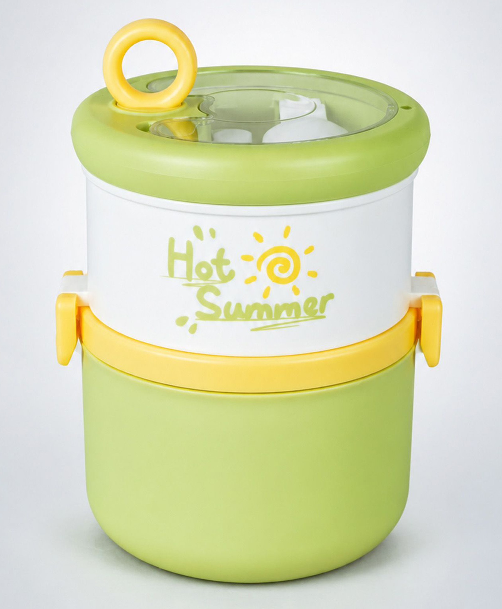 Little Surprise Box, Green Hot Summer Double Decker Stainless Steel Lunch Box-Green-image-5