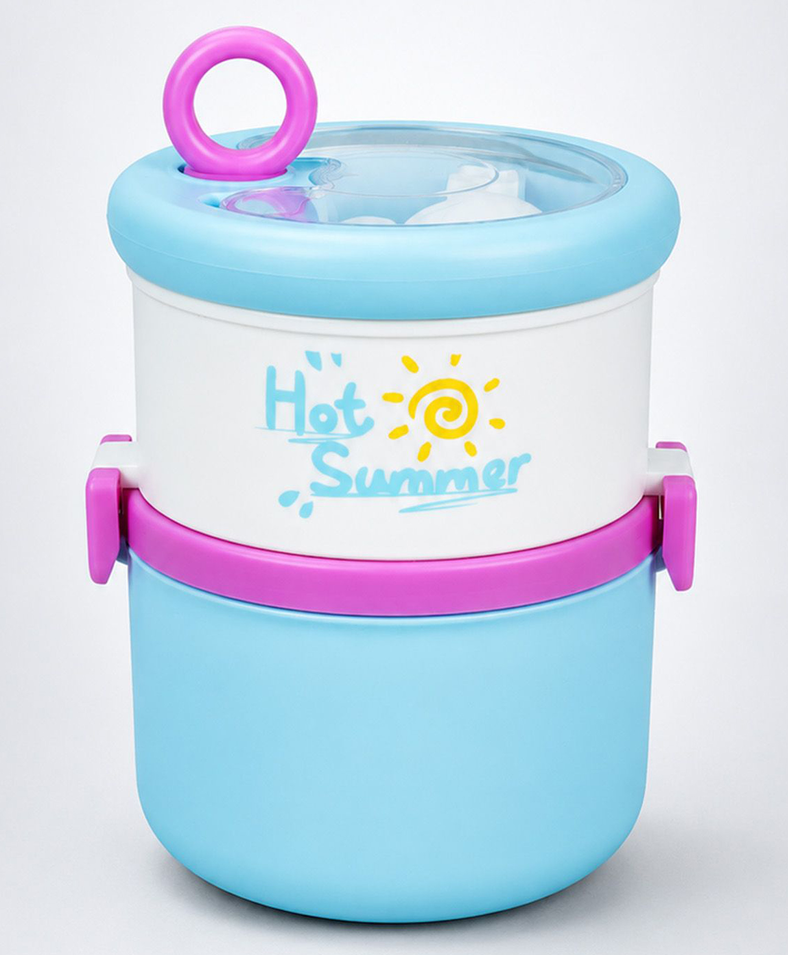 Little Surprise Box, Blue Hot Summer Double Decker Stainless Steel Lunch Box-Blue-image-34